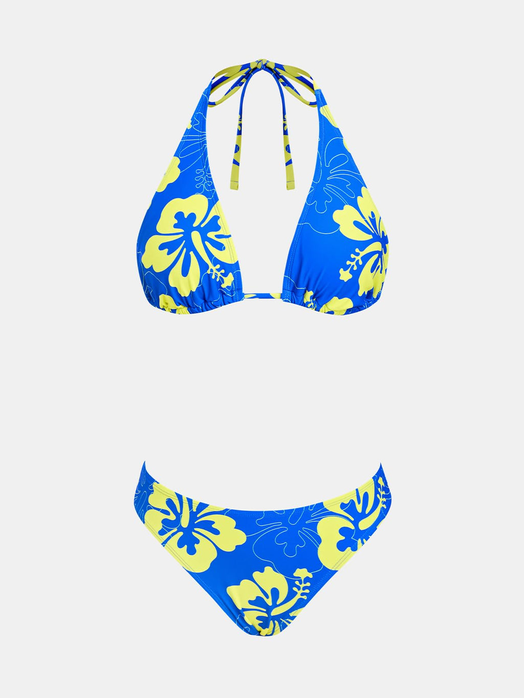 CUPSHE Women's Bikini Sets Two Piece Swimsuit V Neck Halter Back Self Tie Low Rise Bottom,M