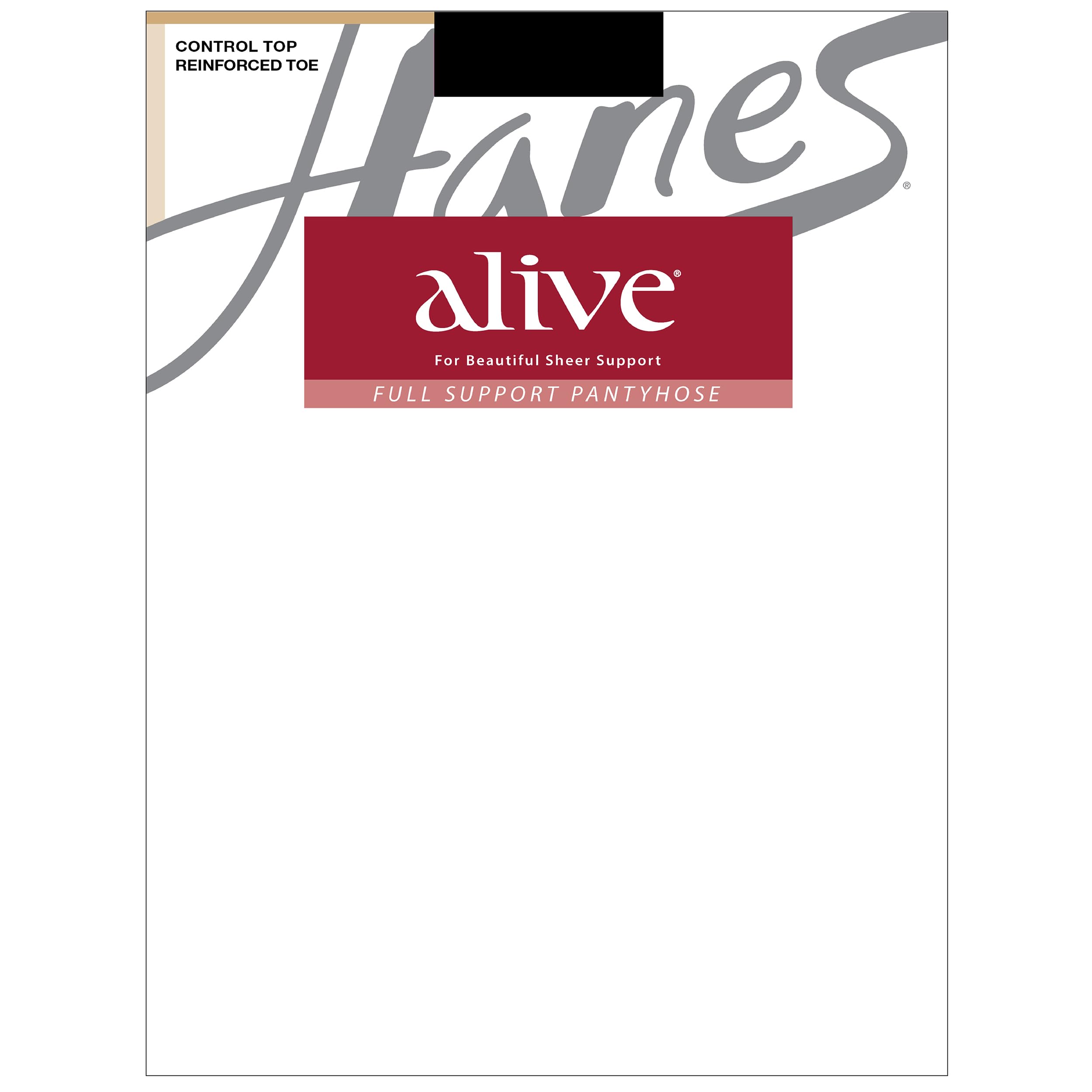 Hanes Alive Control Top Reinforced Toe Sheer Pantyhose for Ultimate Comfort and Support, Barely There, Size F (Pack of 1)