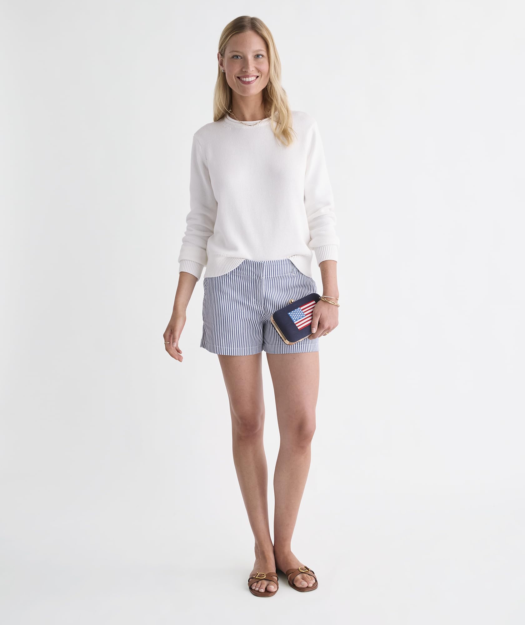 vineyard vines 3 1/2 Inch Herringbone Every Day Shorts, Moonshine Stripe, 4