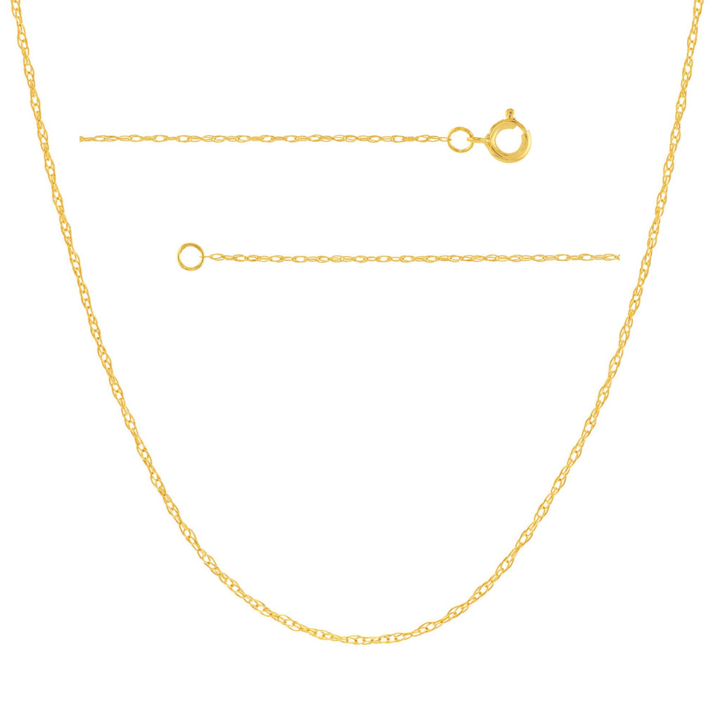 JEWELHEART 14K Solid Gold Rope Chain - 0.7mm Thin Dainty Braided Chain Link Necklace - Yellow Real Gold Pendant Necklace For Women 22"