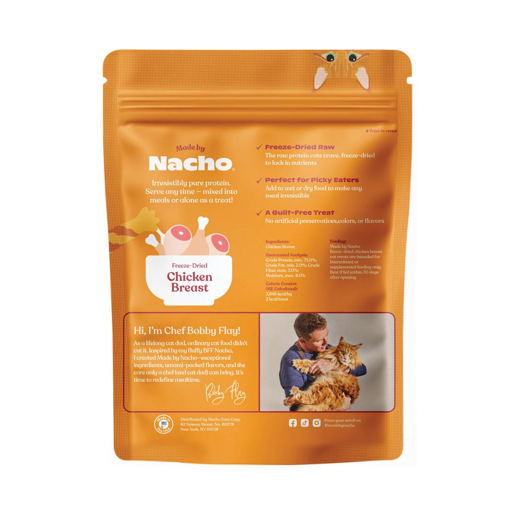 Made by Nacho Freeze-Dried Chicken Breast Meal Topper, Mixer or Treat 3.5oz | High Protein, Pure Chicken Ingredients | Premium Cage-Free Chicken Breast | Crunchy Texture