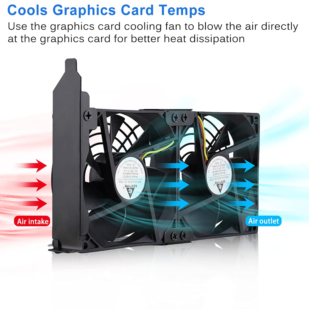 GDSTIME Graphic Card Fans, Graphics Card Cooler, Video Card Cooler, PCI Slot Dual 90mm 92mm Fans, VGA Cooler