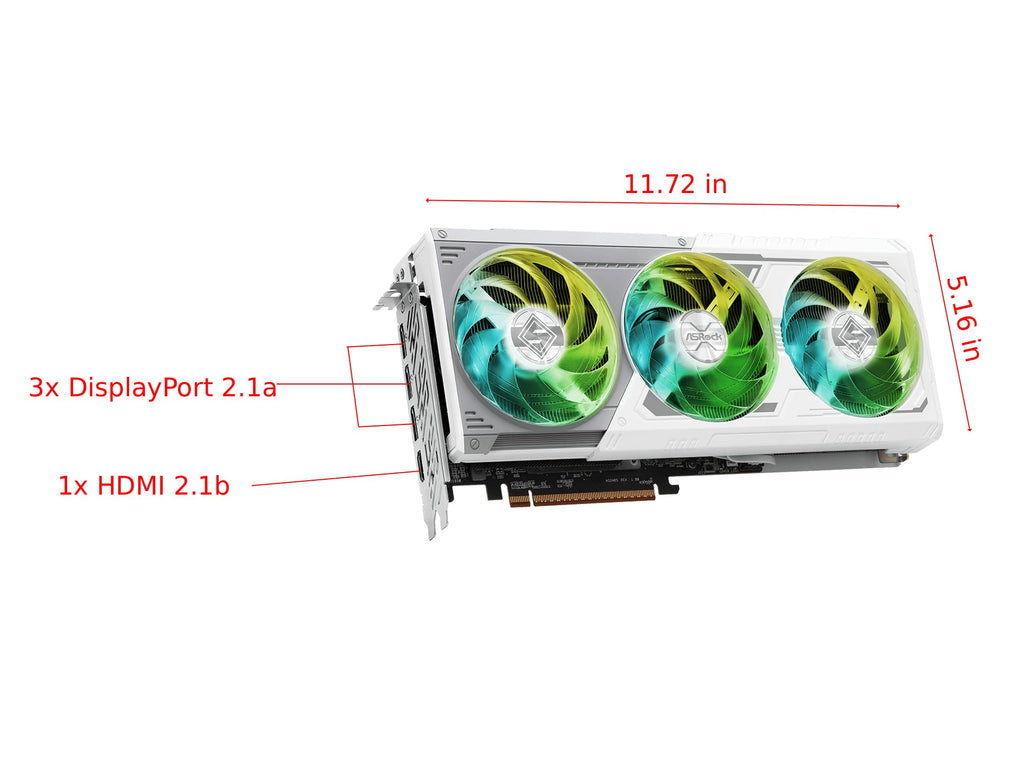 ASRock AMD Radeon RX 9070 XT Steel Legend 16GB White GPU 20Gbps GDDR6 256Bit (3rd Gen RT 2nd Gen AI Accelerators) PCIe5.0 800W 2x8-pin Triple Fan DP2.1a HDMI2.1b Graphics Card 2.9 Slot