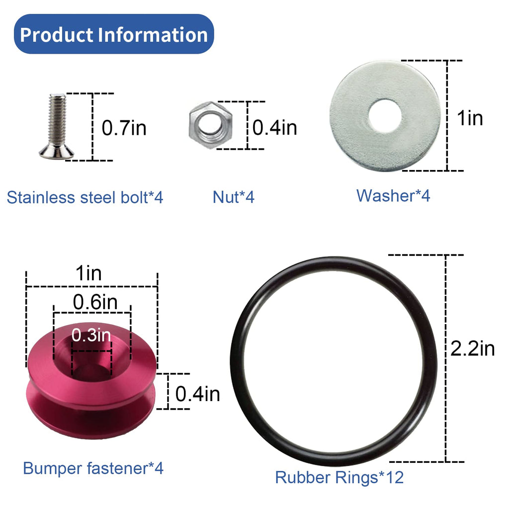Mejiao Bumper Clips Pink 12PC Bumper Quick Release Universal Bumper Holders for Cars it Can be Applied to Front and Rear Bumpers,Trunks,Fenders,Hatches,Hoods,Etc.