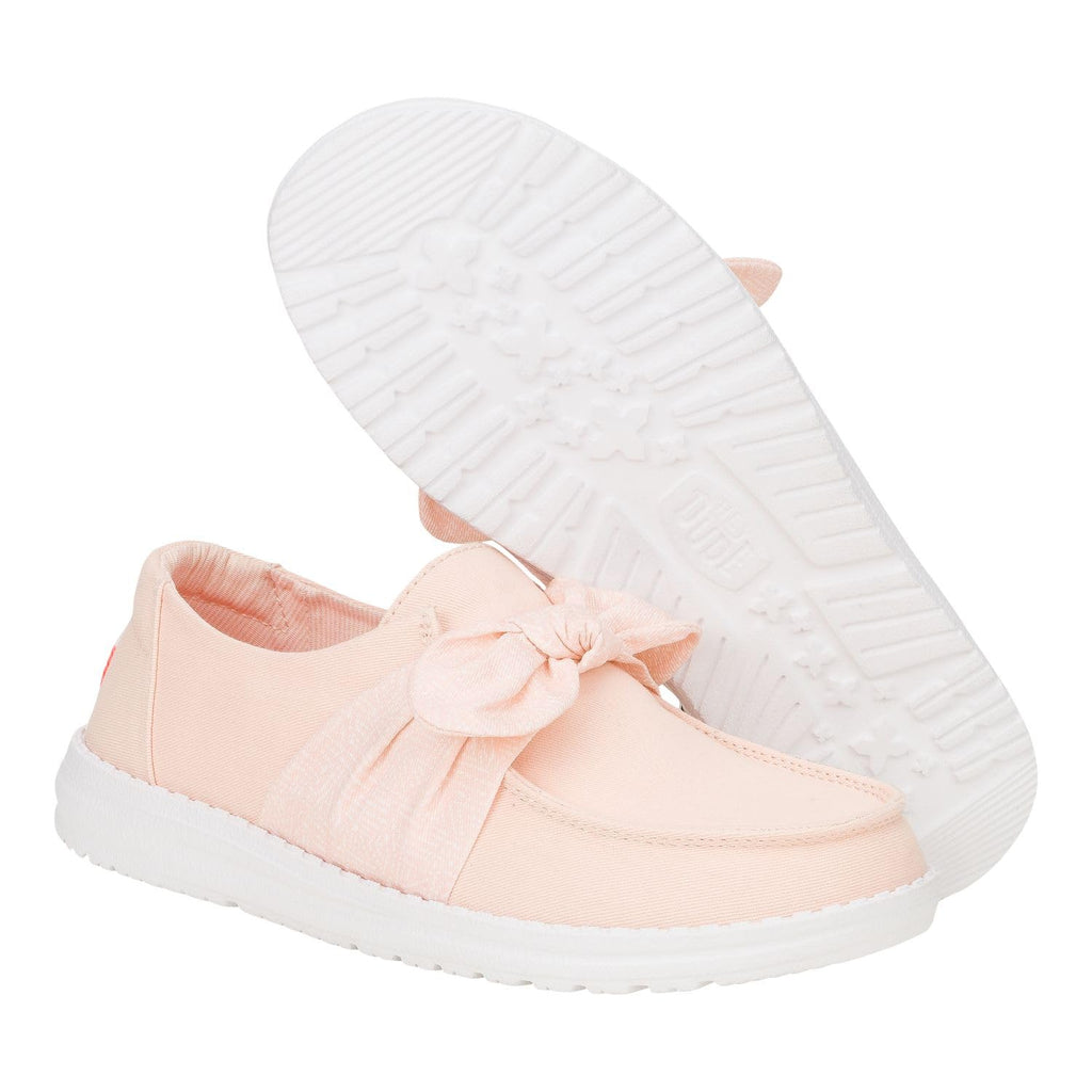 HEYDUDE Wendy Bow Essentials, Womens Shoes, Womens Slip-on Loafers, Comfortable & Light-Weight Pale Pink
