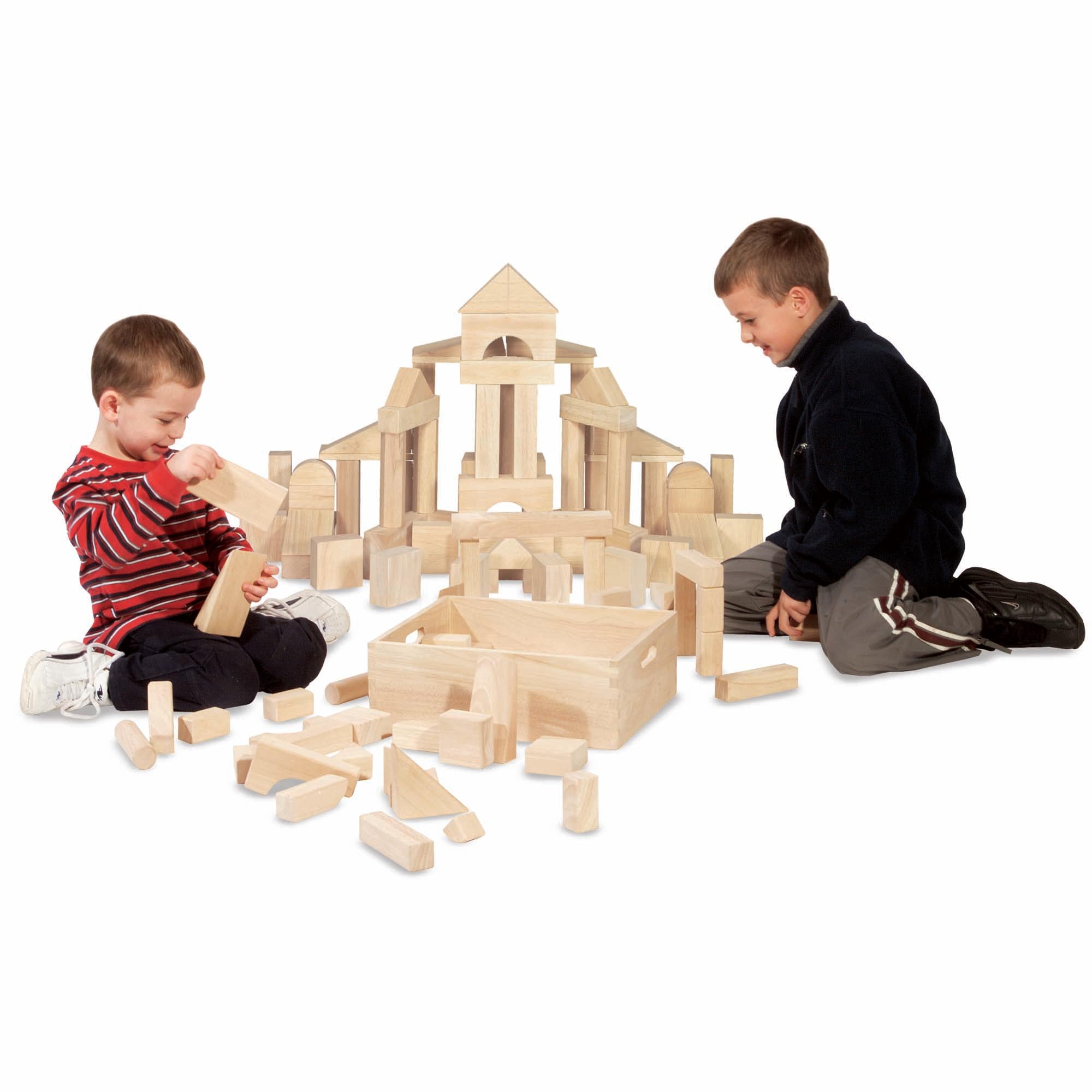 Melissa & Doug Standard Unit Solid-Wood Building Blocks With Wooden Storage Tray (60 pcs)