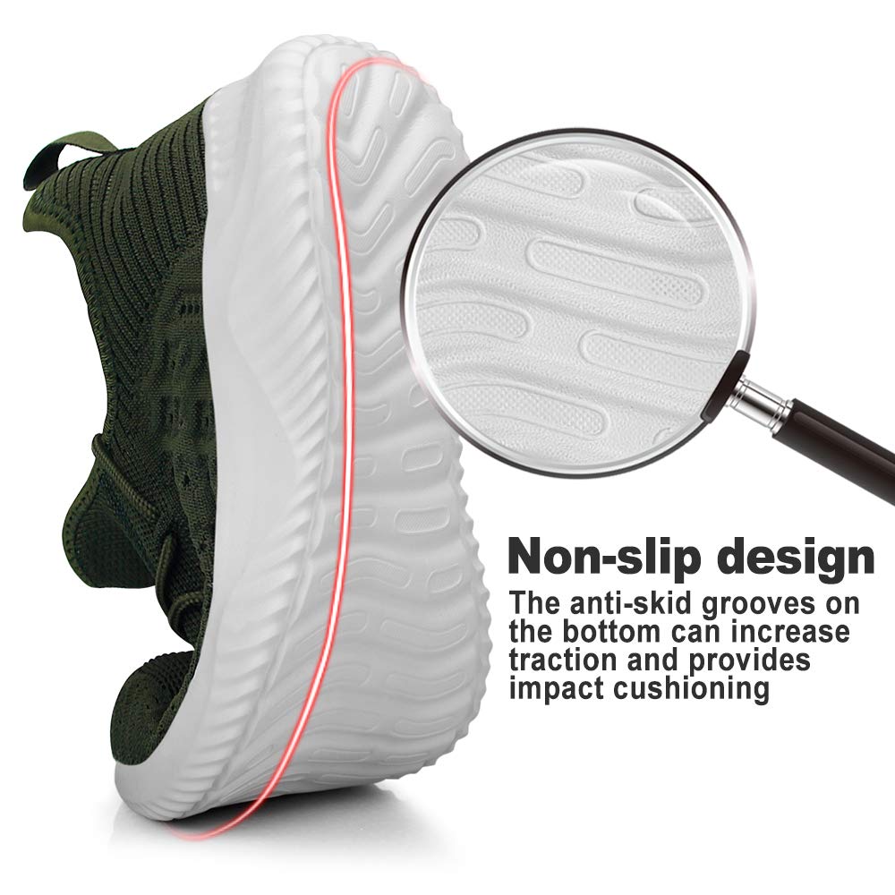 Feethit Mens Slip On Walking Shoes Lightweight Breathable Non Slip Running Shoes Comfortable Fashion Sneakers for Men Green Size 12