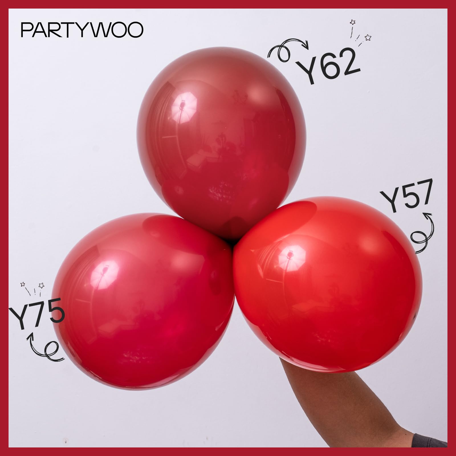 PartyWoo Red Balloons 140 pcs Different Sizes of 18 12 10 5 Inch Red Balloon Arch Kit Garland for Birthday Graduation Bachelorette Citizenship Anniversary Cherry Casino Theme Party Decorations Red-Y57