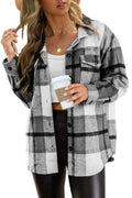 AUTOMET Shackets for Women Plaid Flannel Shirts Grey