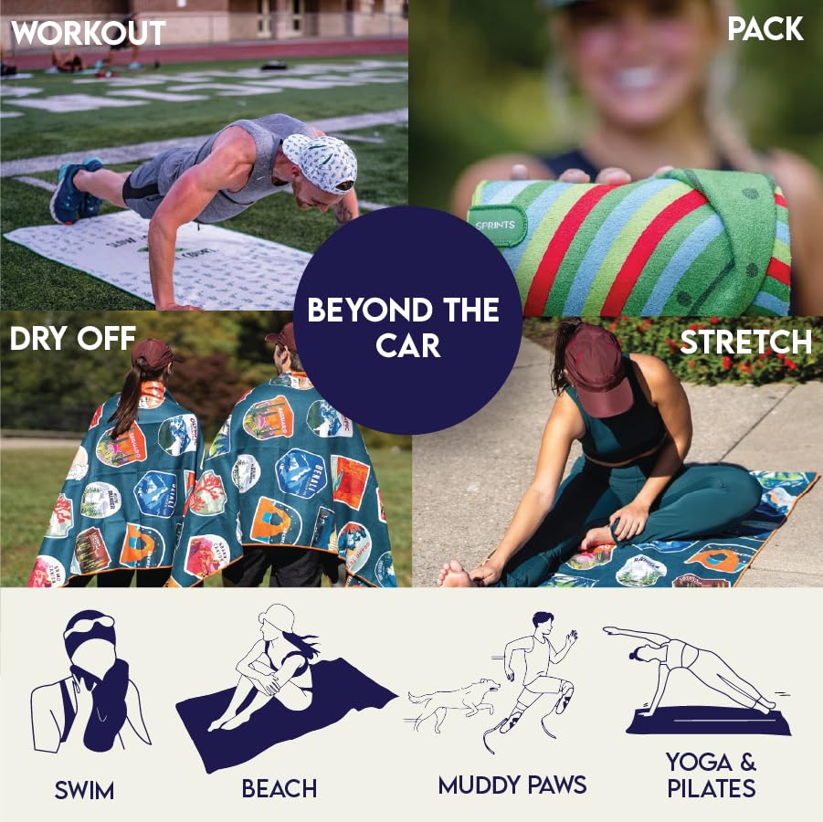 Sprints Athletic Running Towel, Full-Sized, Car Seat Cover - Performance Microfiber (Paisley Probs)