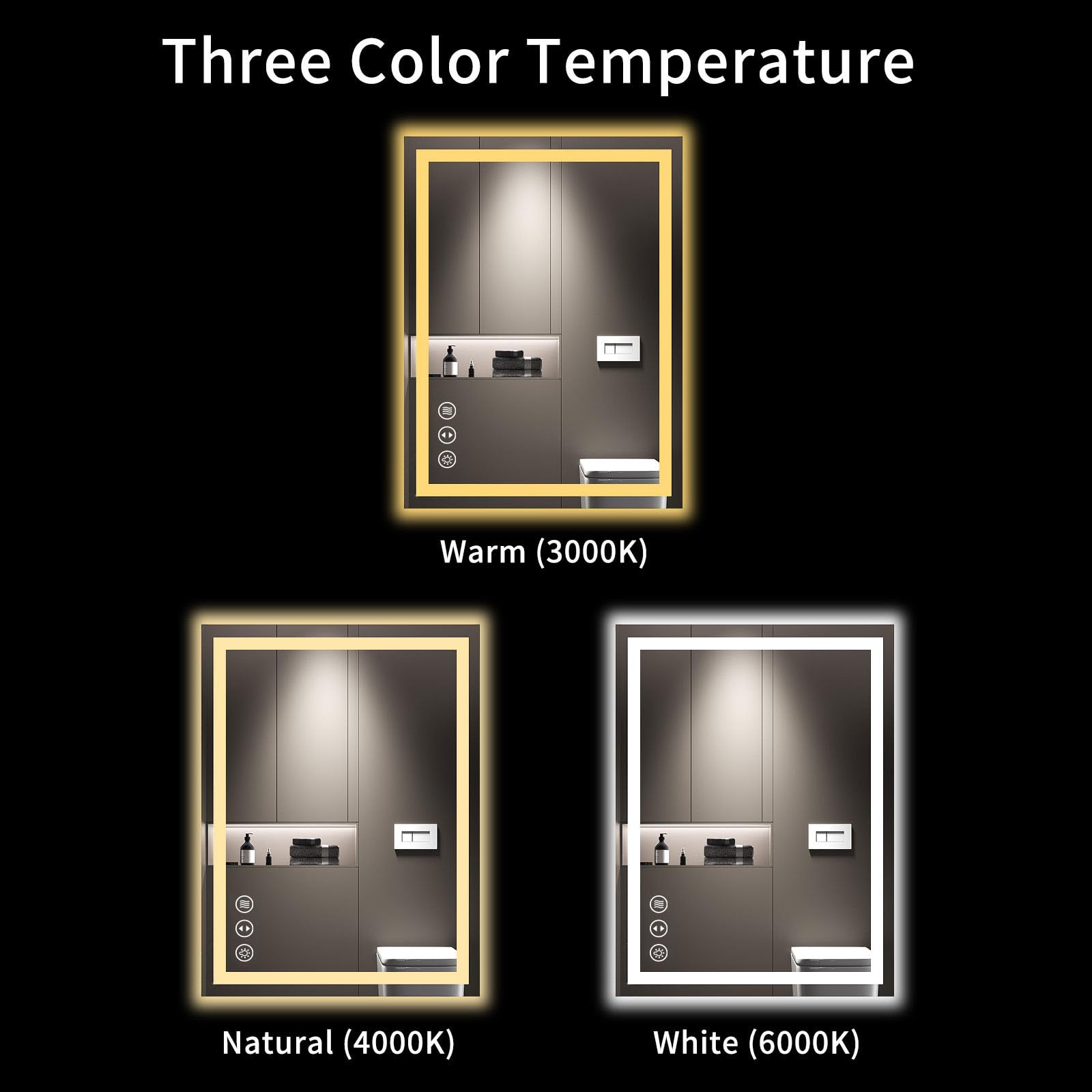LOAAO 24X32 LED Bathroom Mirror with Lights, Anti-Fog, Dimmable, Backlit + Front Lit, Lighted Bathroom Vanity Mirror for Wall, Memory Function, Tempered Glass, Shatter-Proof, ETL Listed