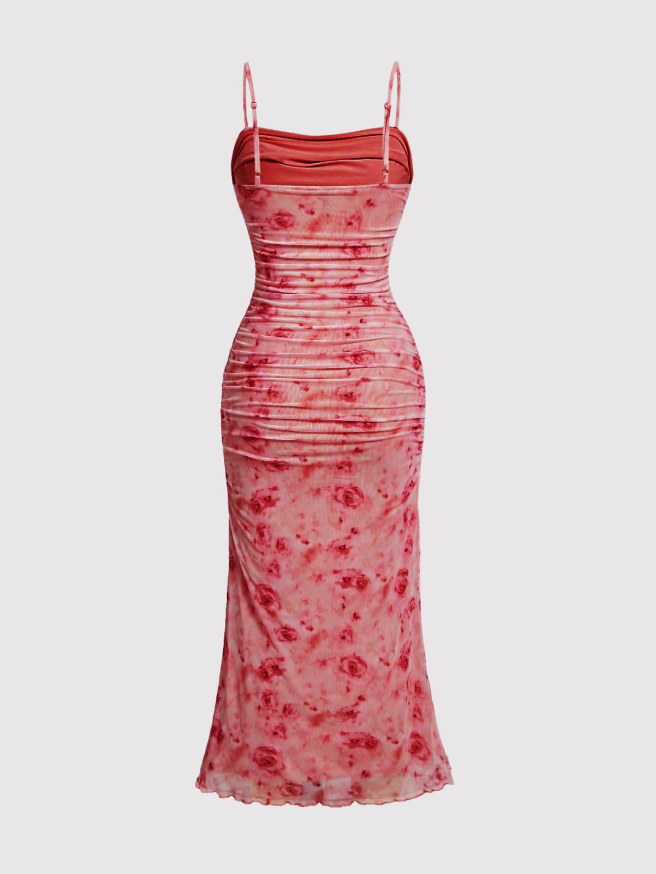 GORGLITTER Women's Floral Spring Summer Wedding Guest Dress Bridal Shower Cocktail Tea Party Beach Midi Sun Dress 2026 Burgundy Small