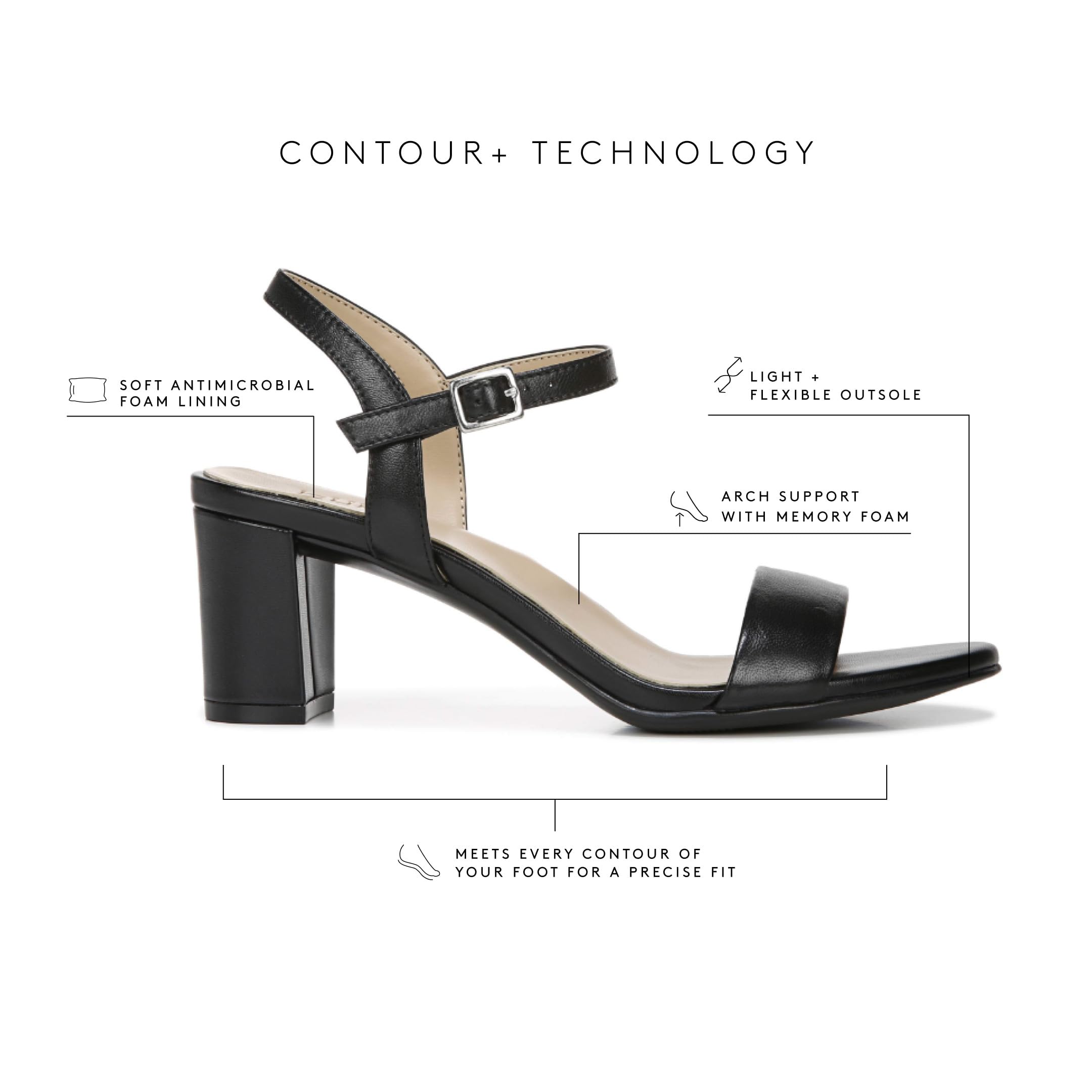 Naturalizer Womens Bristol Ankle Strap Chunky Block Heel Dress Sandal ,Black Smooth ,8.5M