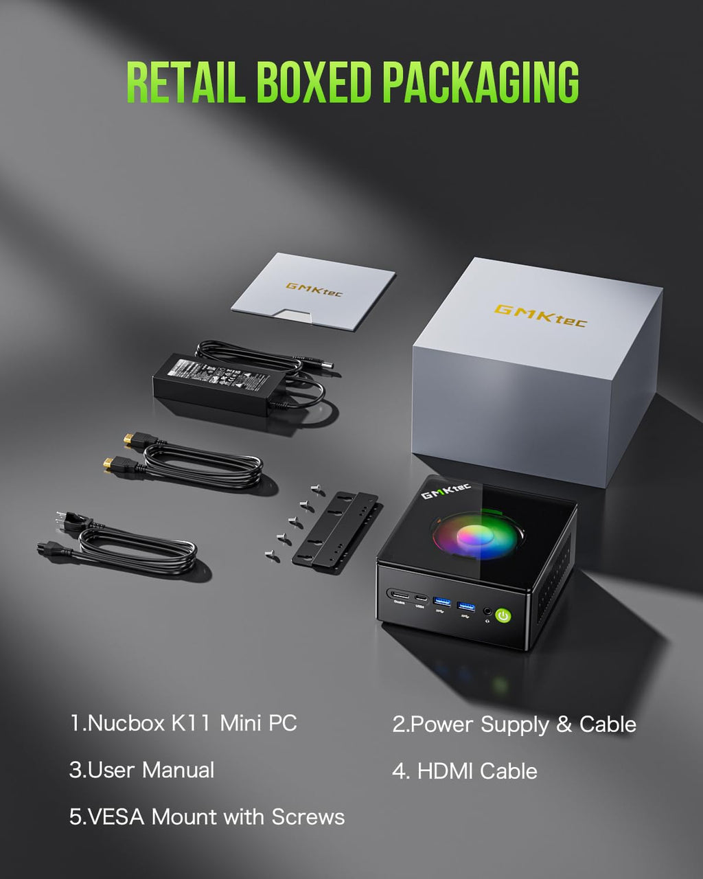 GMKtec Gaming PC, K11 AMD Ryzen 9 8945HS(8C/16T, Up to 5.2GHz), 32GB DDR5 RAM 512GB Mini PC Desktop Computer, Oculink, Dual NIC 2.5GbE LAN, HDMI/DisplayPort/USB4*2