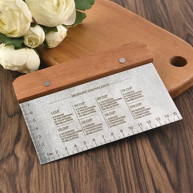 BOORIKA Dough Scraper & Bench Scraper Kitchen – Stainless Steel Sourdough Tools – Dough Cutter for Sourdough Bread, Pizza, and Flat Top Griddles – Chef Approved