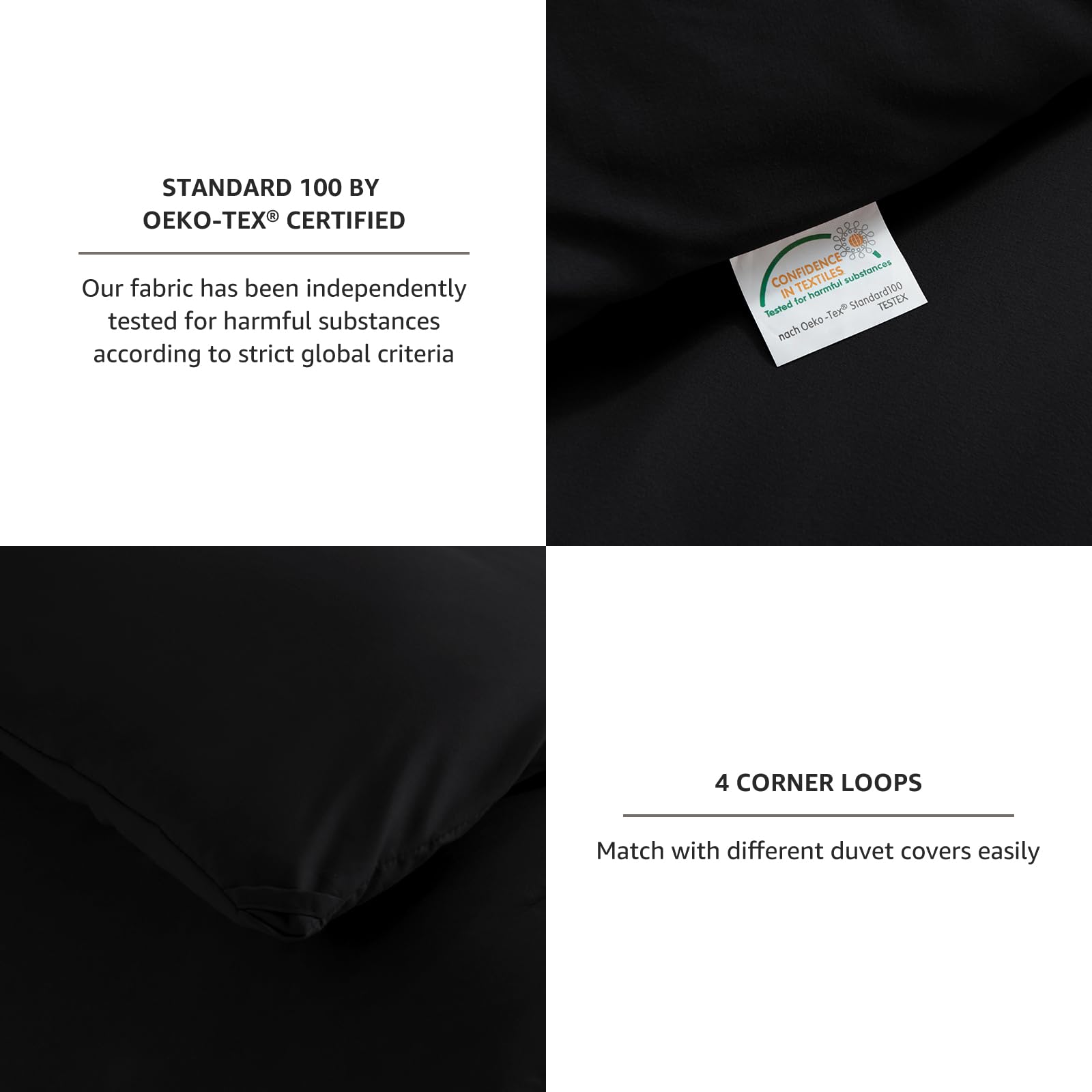 CozyLux Queen Comforter Set Black, 3 Pieces Solid Comforters Queen Size Breathable Quilted Bedding Sets, Luxury Soft Microfiber Down Alternative Comforter for All Season (1 Comforter & 2 Pillowcases)