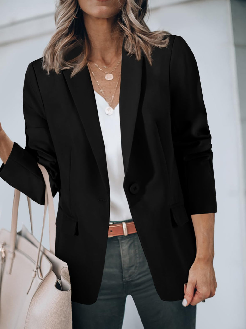 Cicy Bell Womens Casual Blazers Open Front Long Sleeve Work Office Suit Jackets Blazer(Black,Medium)