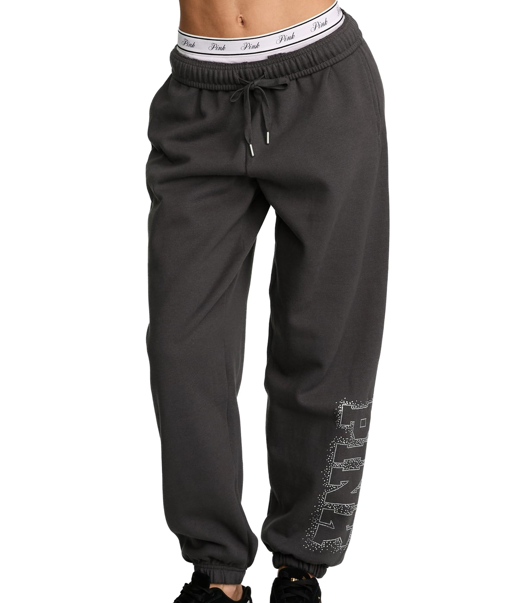 Victoria's Secret Pink Women's Campus Fleece Sweatpants,Coal, (M)