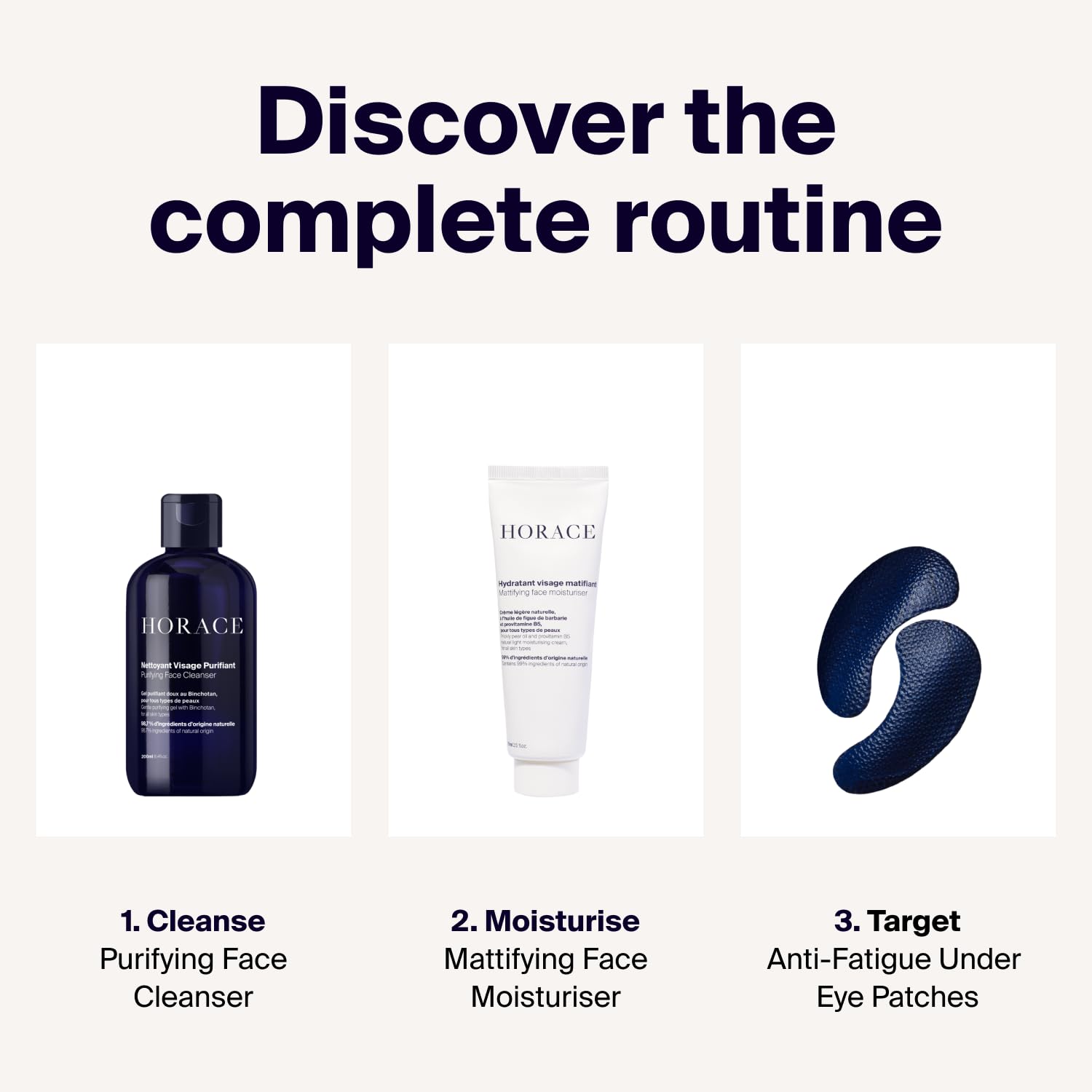 HORACE Anti-Fatigue Under-Eye Patches for Men - Dark Circle and Puffiness Reduction - Moisturising & Refreshing Hydrogel Treatment - Vegan and Silicon-free Skincare - Unscented, Pack of 5 Pairs