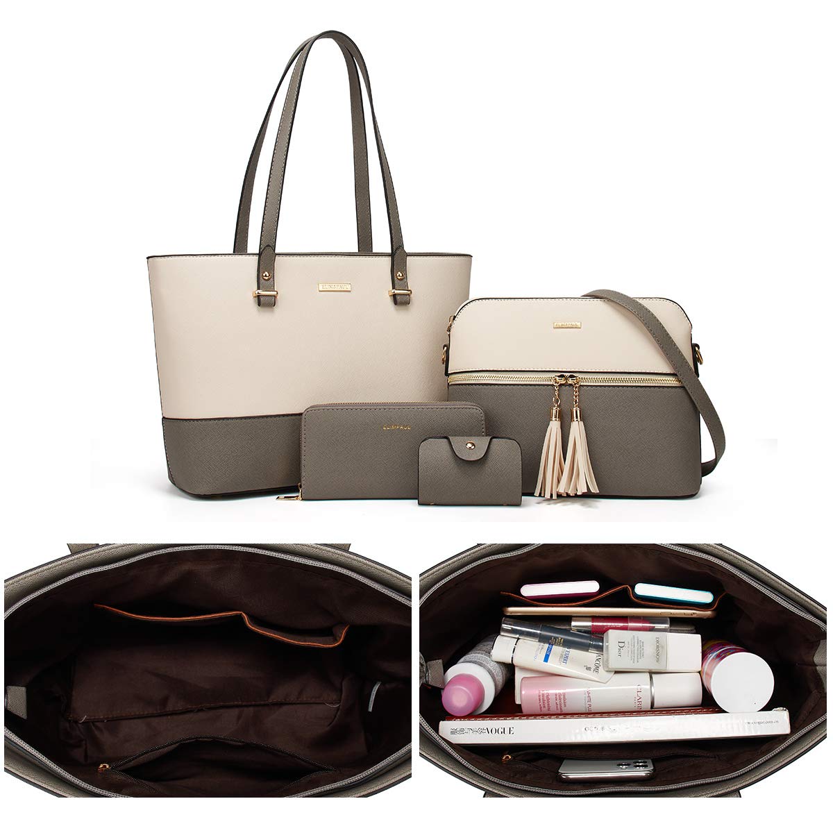 Women Fashion Handbags Wallet Tote Bag Shoulder Bag Top Handle Satchel Purse Set 4pcs