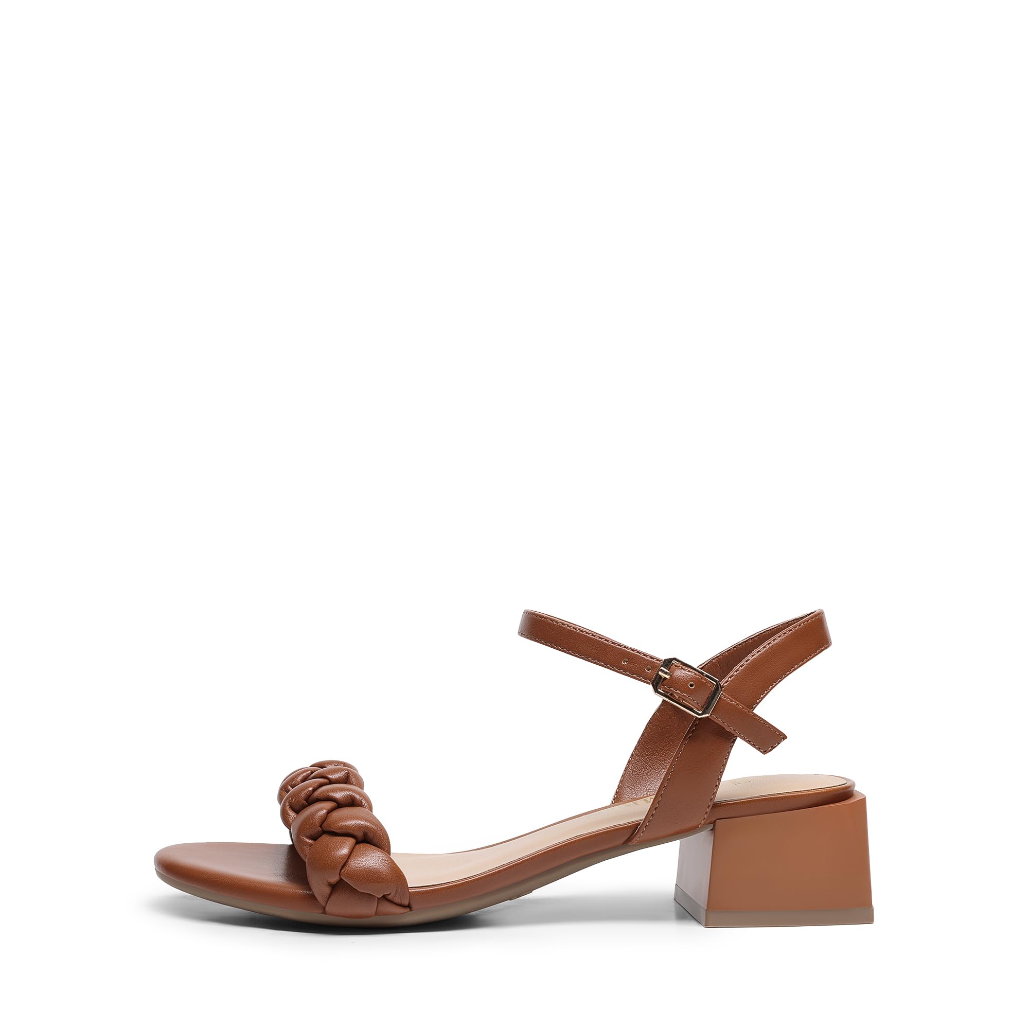 DREAM PAIRS Women's Low Heels for Women Braided Open Toe Ankle Strap Block Chunky Heel Sandals Holiday Party Wedding Dress Pumps Shoes,Size 9,Brown-Pu,SDHS2301W