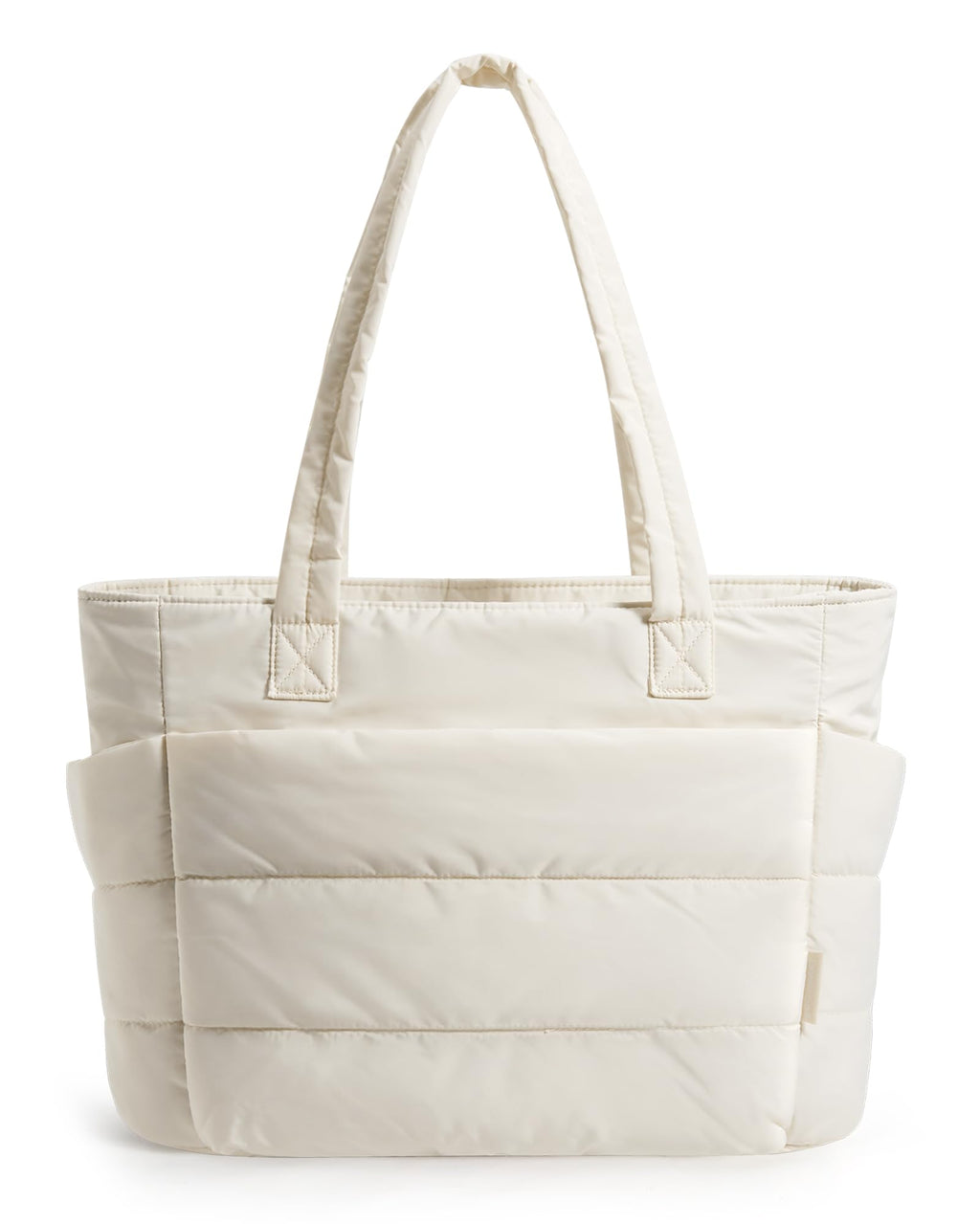 BAGSMART Tote Bag for Women, Lightweight Puffy Tote Bag with Compartments Shoulder Bag Handbag Quilted Shoulder Bag Handbag for Travel, Work, Beach, Gym, Shop(Beige)