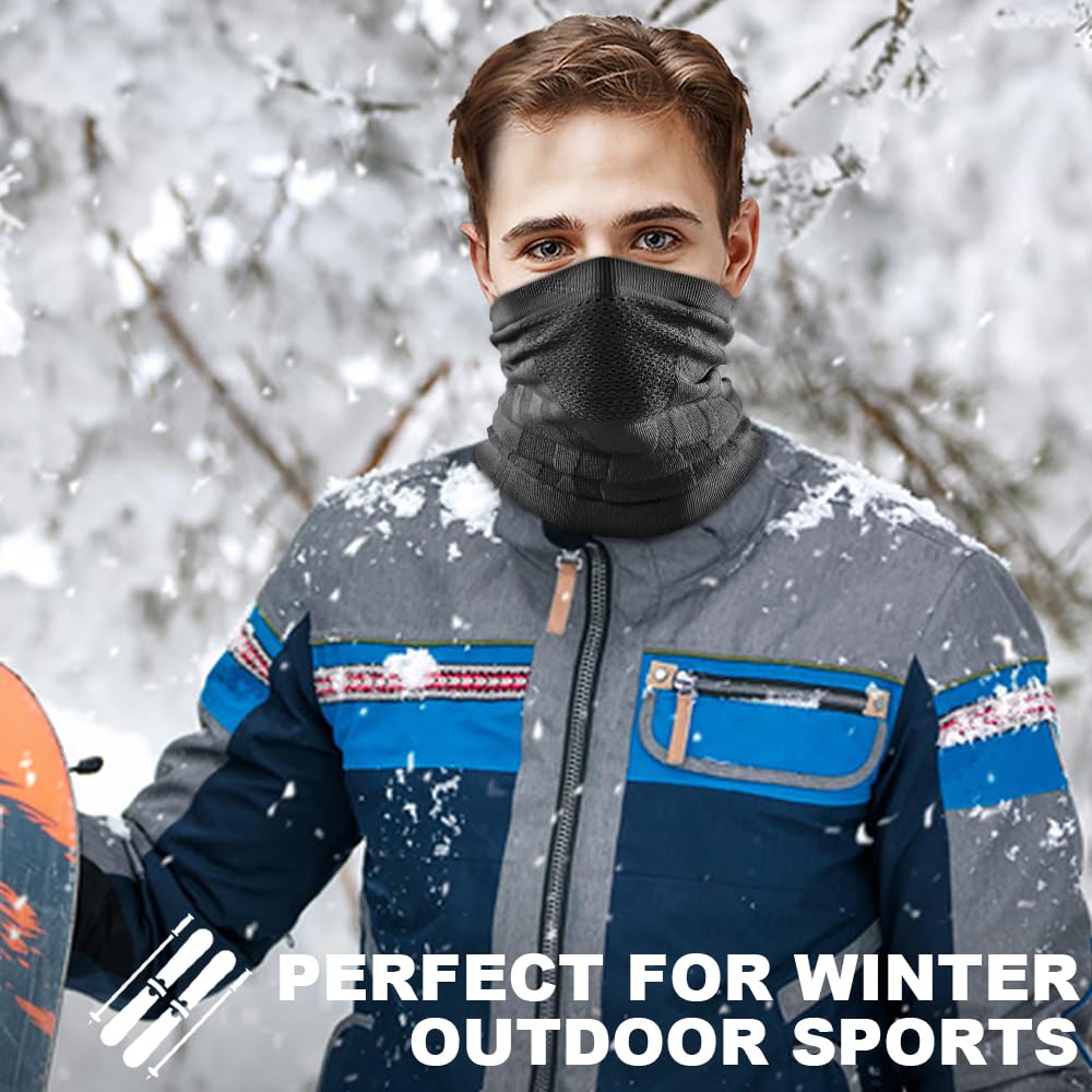 WTACTFUL Winter Neck Gaiter Neck Warmer Half Face Ski Mask Thermal Cover Shield for Cold Weather Windproof Tube Bandana Balaclava for Running Skiing Snowboarding Cycling Motorcycle Riding All Black