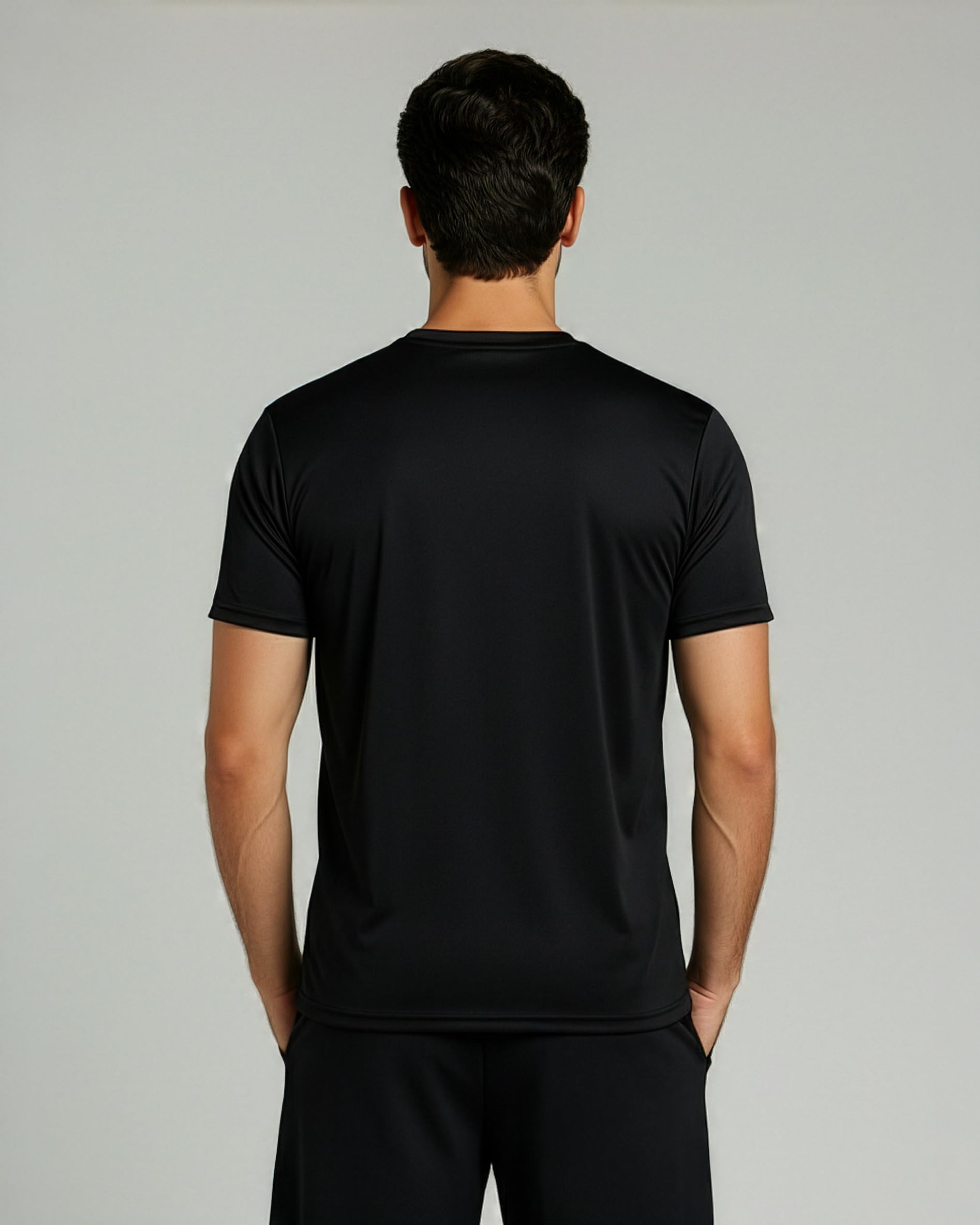 Real Essentials 4 Pack: Men's Dry-Fit Short Sleeve Pocket Crew Performance Athletic T-Shirt- Set 4, 5X