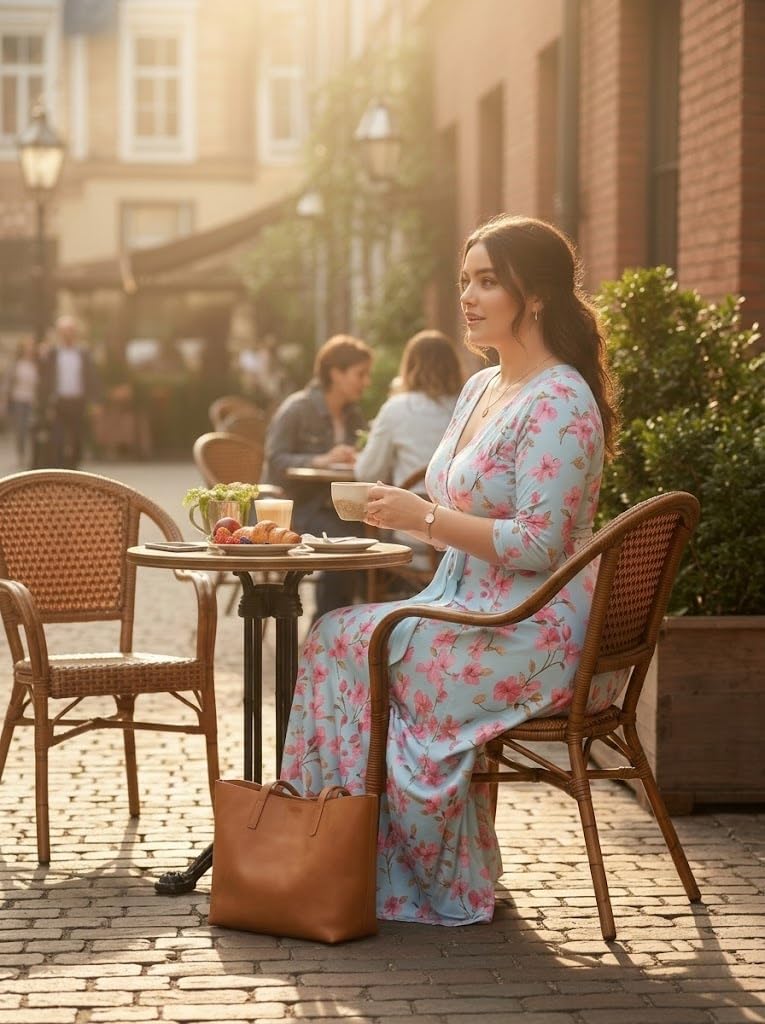 PinkPatty Plus Size Maxi Dress for Women Casual V Neck 3/4 Sleeve Boho Printed Long Dress with Pockets (Floral7 2XL)
