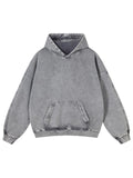 Adenorah Mens Oversized Hoodies Pullover Fall Acid Wash Plain Preppy Hoodies for Women Streetwear Aesthetic Cotton Hooded Sweatshirt, Grey, Small