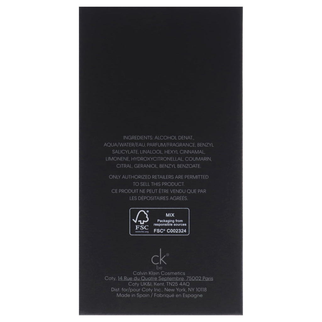 Calvin Klein Ck Be Eau de Toilette 3.3 fl oz