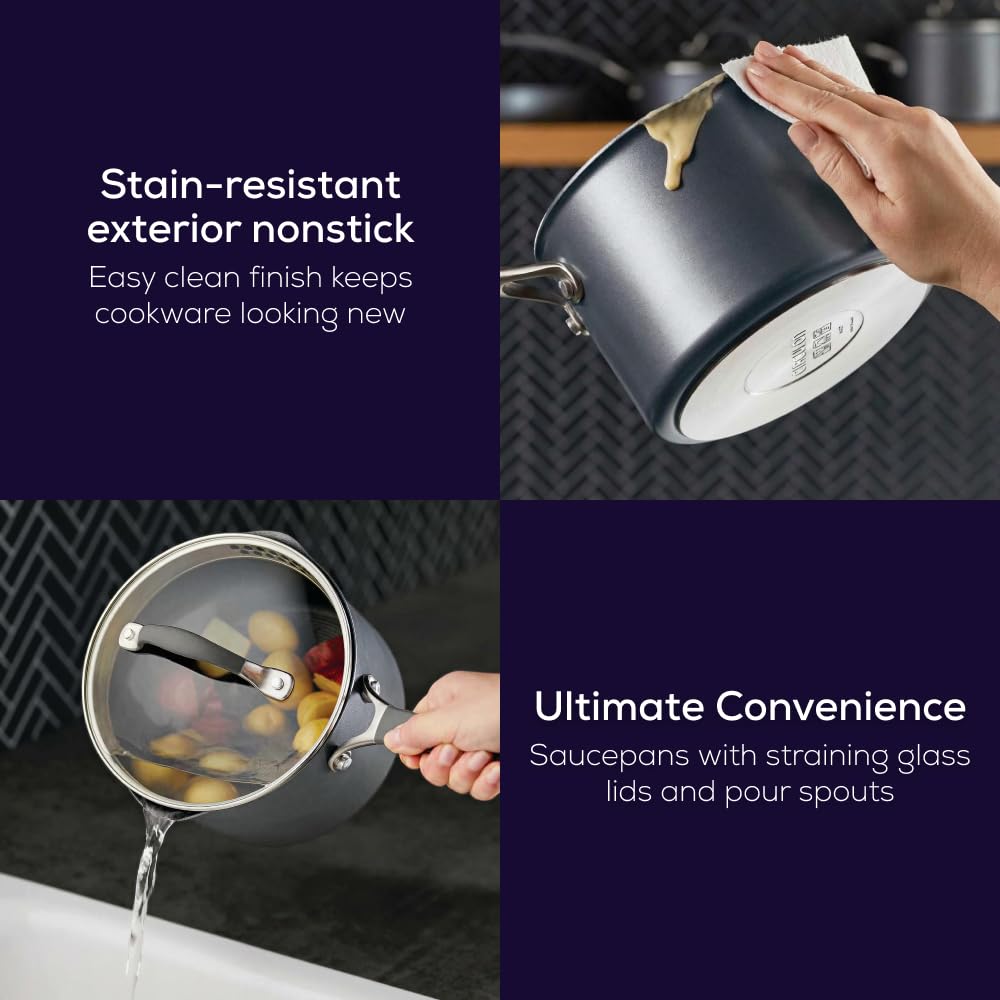 Circulon A1 Series with ScratchDefense Technology Nonstick Induction Cookware/Pots and Pans Set, 9 Piece, Graphite