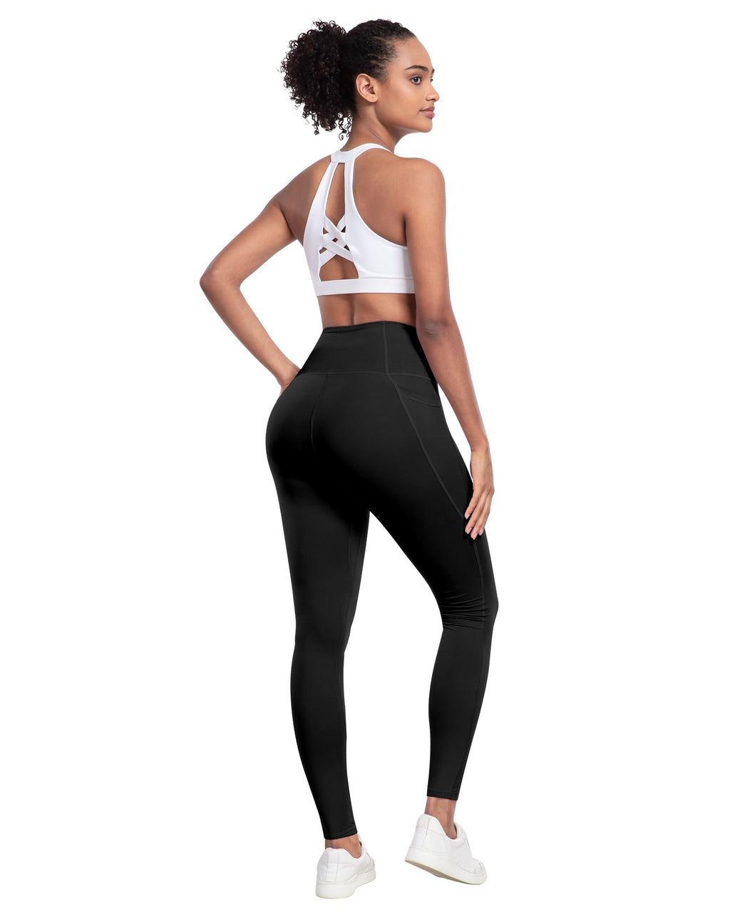 LZYVOO Leggings with Pockets for Women, 6 Packs Soft High Waisted Tummy Control Workout Yoga Pants(6Black-S)