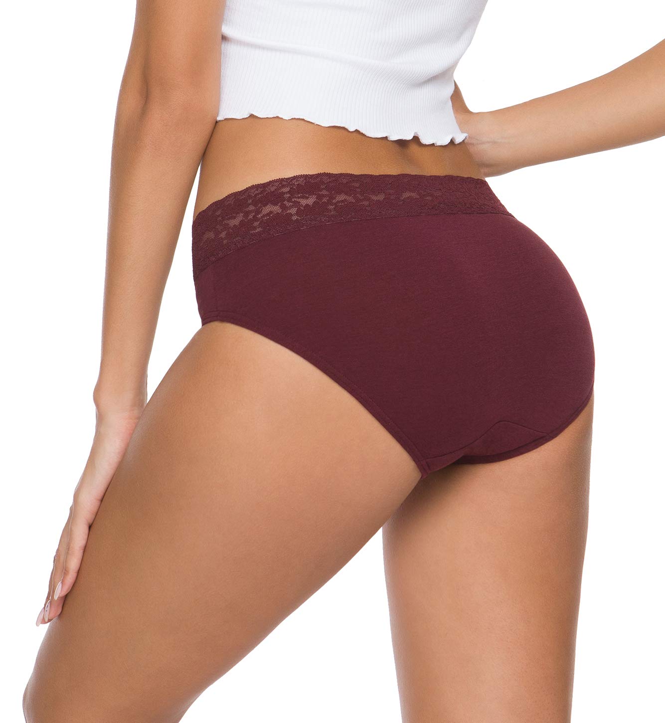Wealurre Cotton Panties for Women Bikini Underwear Hipster Underpants Lace Briefs Pack(DarkSeries,L)