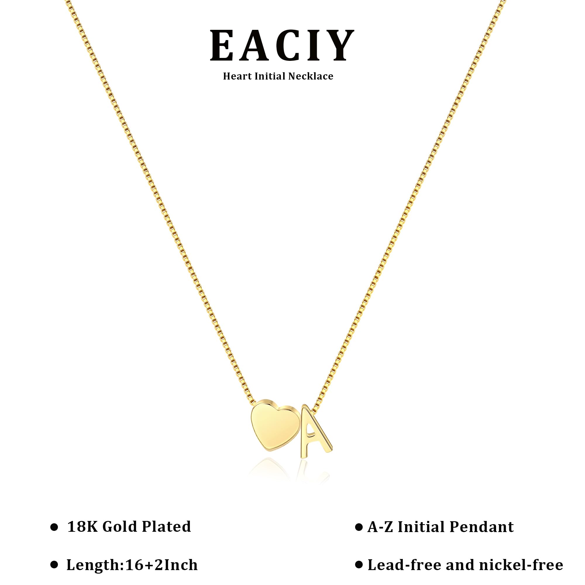 Eaciy Heart Initial Necklace for Women Jewelry, 18K Gold Plated Heart Initial P Necklace Dainty Heart Necklaces Tiny Initial Necklaces for Women Gold Jewelry Gifts