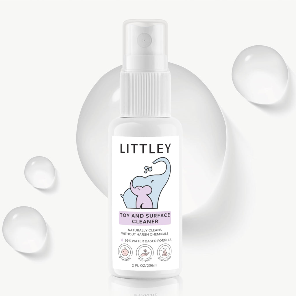 Think Smarter Products Littley Toy & Surface Cleaner with Hypochlorous Acid, Fragrance-Free, Made Without Ammonia, Bleach, Phosphates, Phthalates, or Dyes, 2oz Travel-Size Spray Bottle