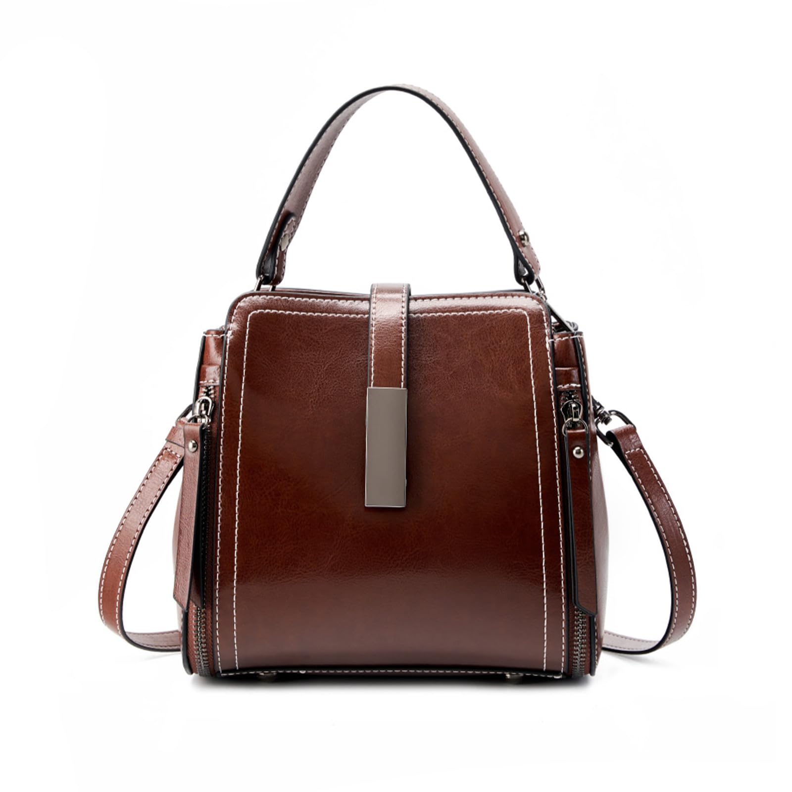MoreFarther Genuine Leather Crossbody Bags for Women, Designer Leather Purses Bucket Shoulder Bag with Adjustable Straps (Caramel)