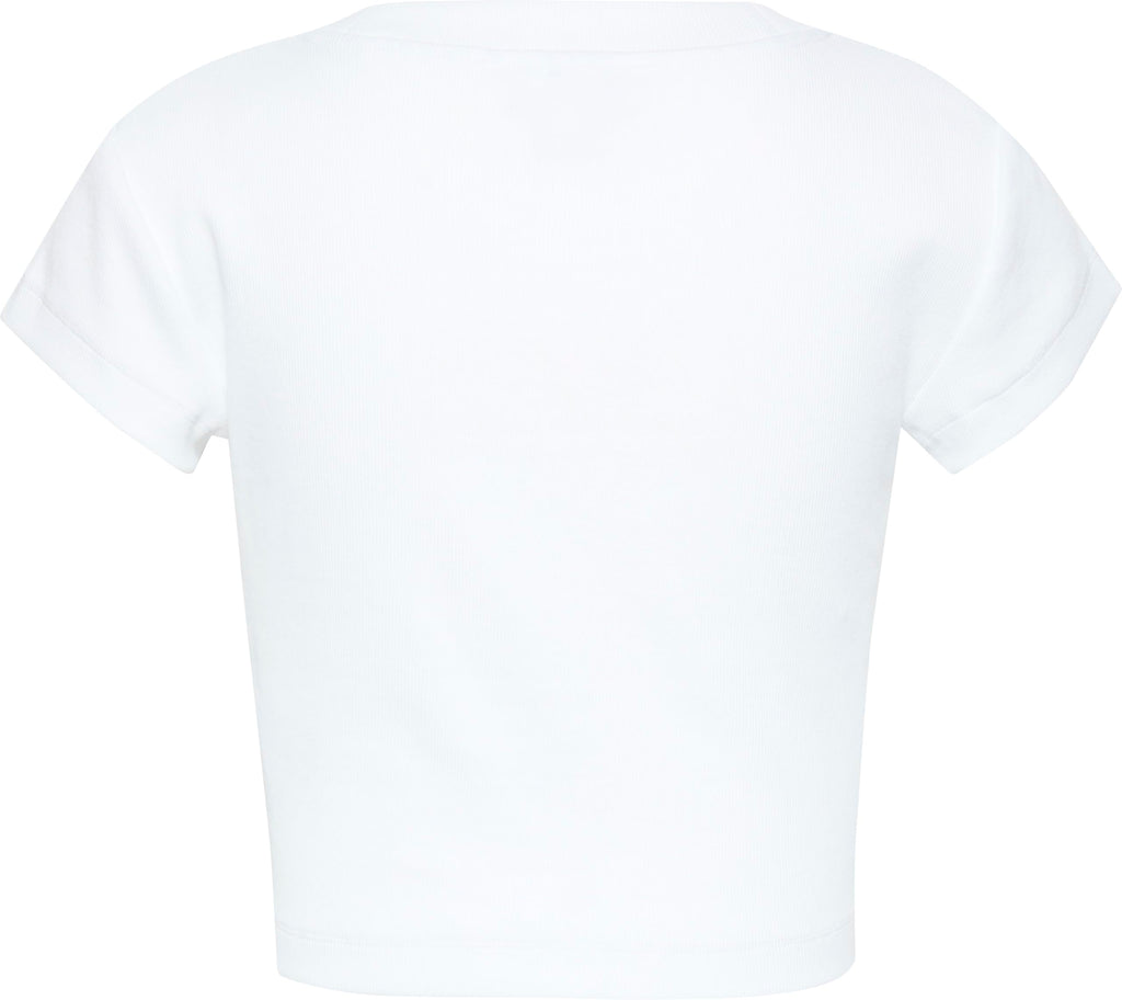 Calvin Klein Women's Monogram Logo Ribbed Baby Tee Brilliant White