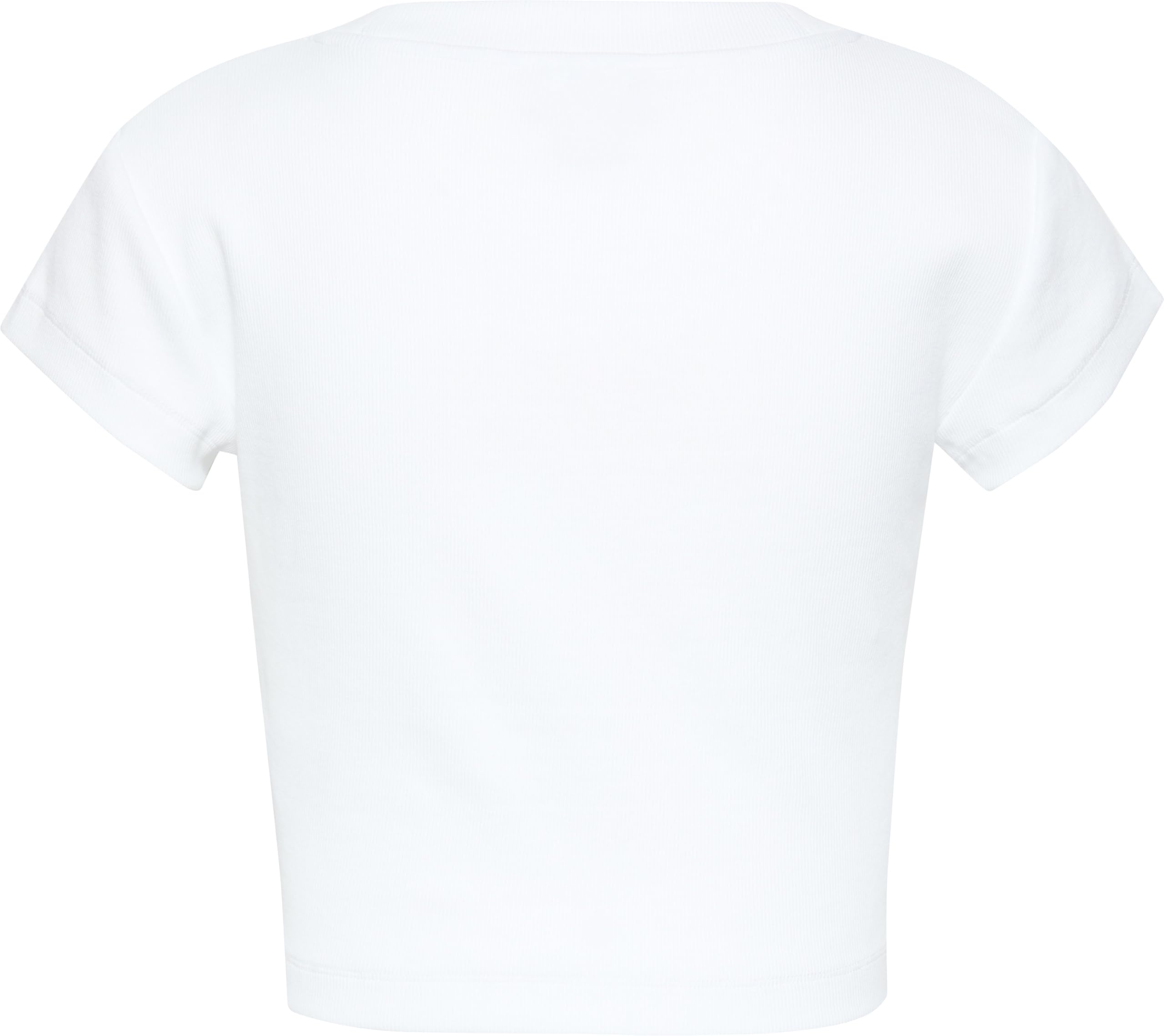 Calvin Klein Women's Monogram Logo Ribbed Baby Tee Brilliant White