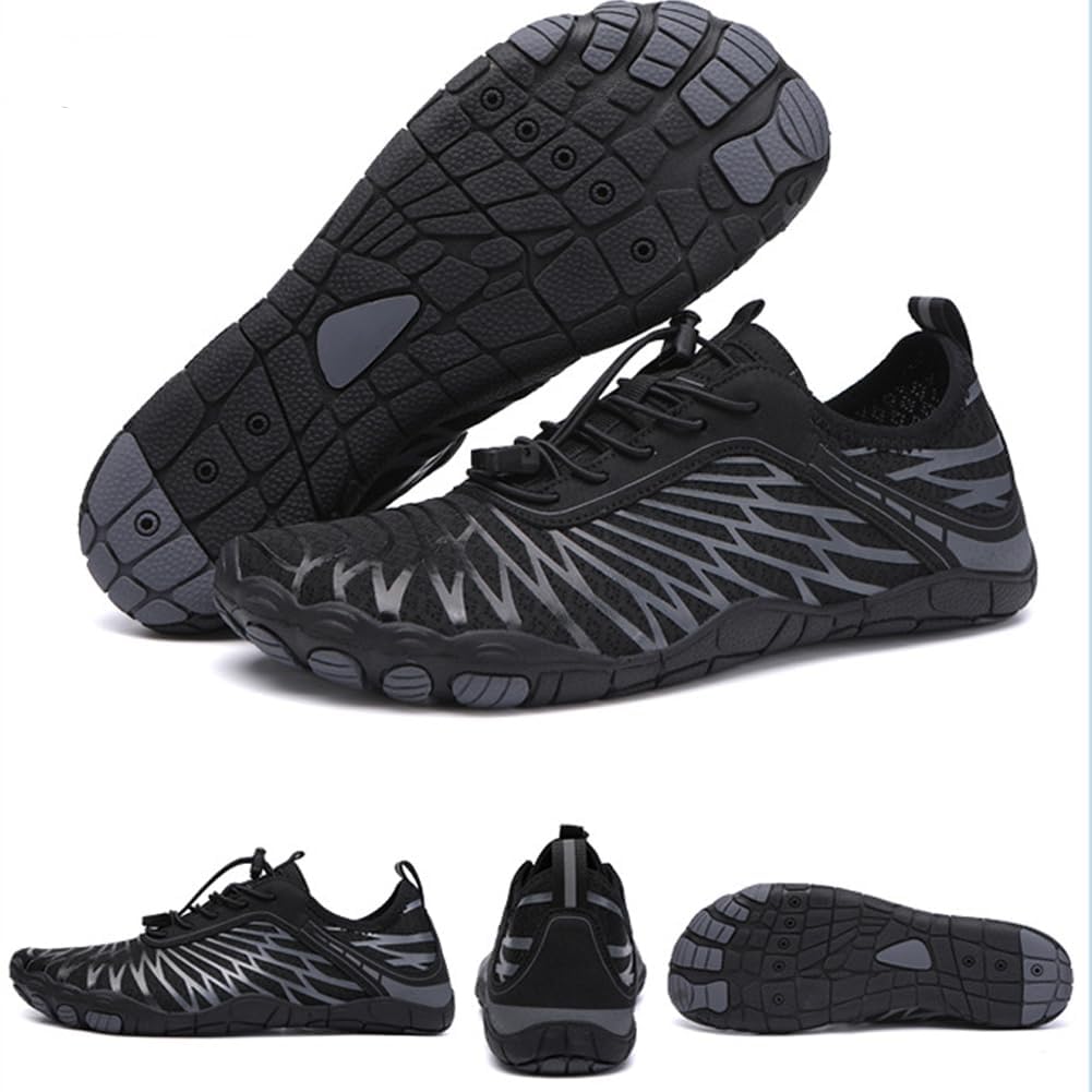 ELETON Barefoot Shoes Women Men,Wide Toe Hiking Barefoot Womens Footwear, Non-Slip Water Shoes Running Shoes Boots Sneakers Unisex Black