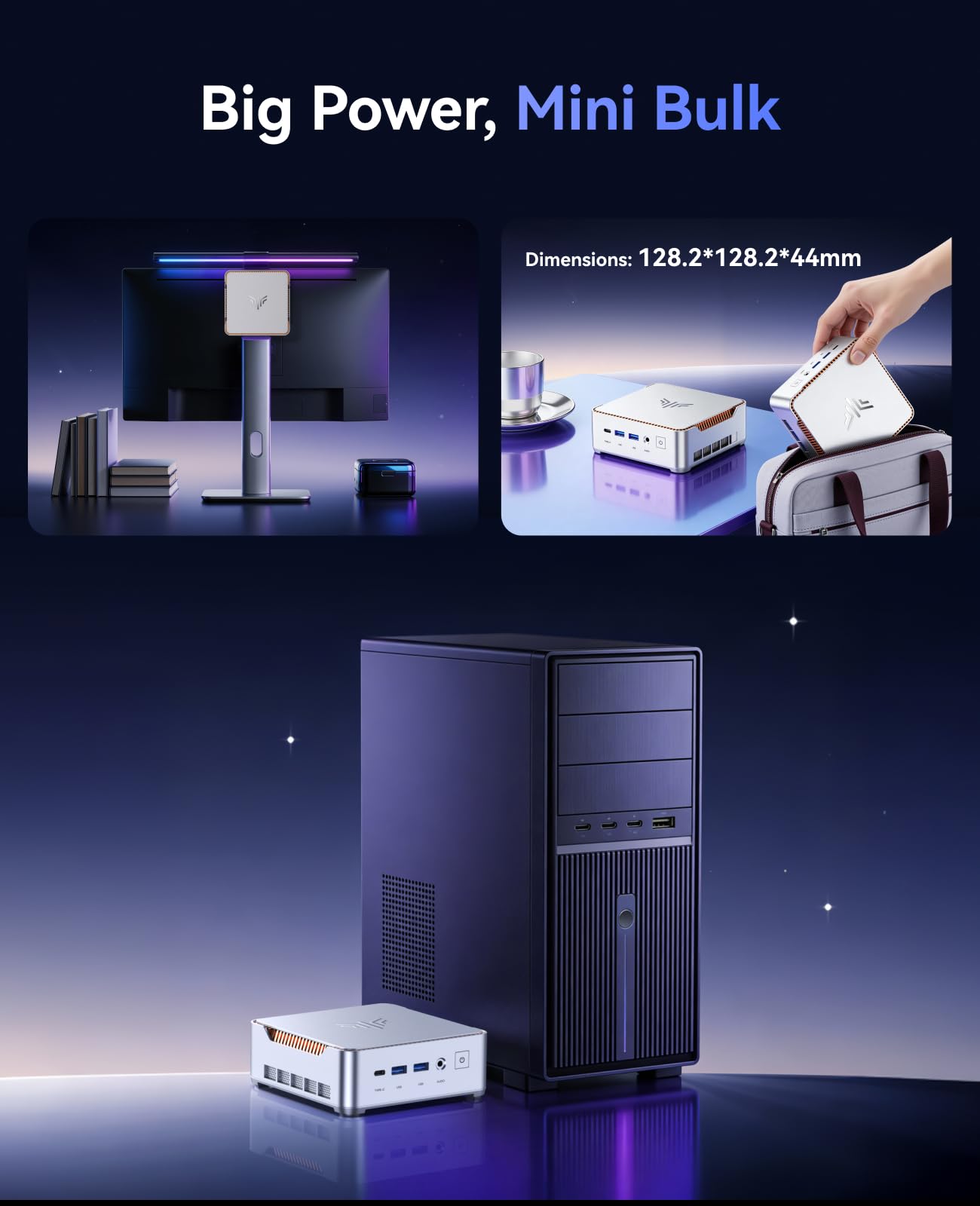 KAMRUI Hyper H2 Mini Gaming PC, Intel Core 14450HX Mini Computers (10C/16T, 4.8GHz), 32GB RAM 1TB PCle4.0 SSD Micro Desktop PC, Triple 4K Display, USB Type-C, WiFi6, BT5.2, Business Office Home