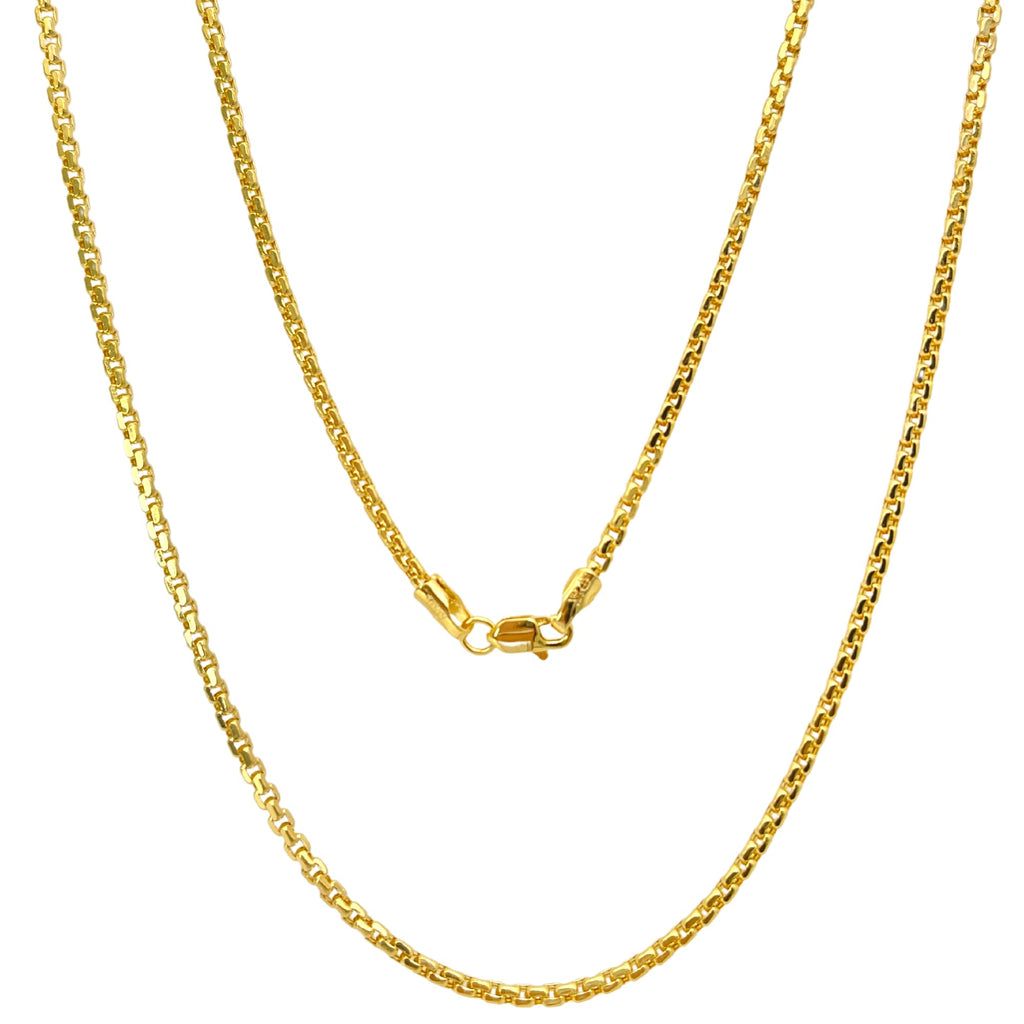 JEWELHEART 14K Real Gold Round Box Chain 1.8mm Yellow Real Gold Chains For Men Diamond Cut Link Chain Necklace For Women with Lobster Clasp 20"