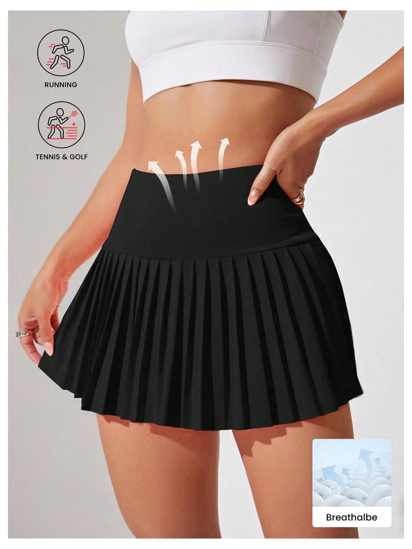 WDIRARA Women's Pleated Tennis Skirt High Waisted Golf Skort Athletic Mini Shorts Orange Small