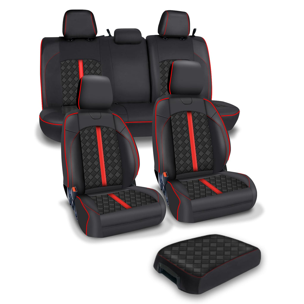 Carlimeki Leather Seat Covers Custom Fit for Tacoma Gen 3rd (2016-2023) Double & Crew Cab, for SR, SR5, Limited, TRD Pro, TRD Sport, TRD Off-Road, Trail Special Edition - Fully Covered