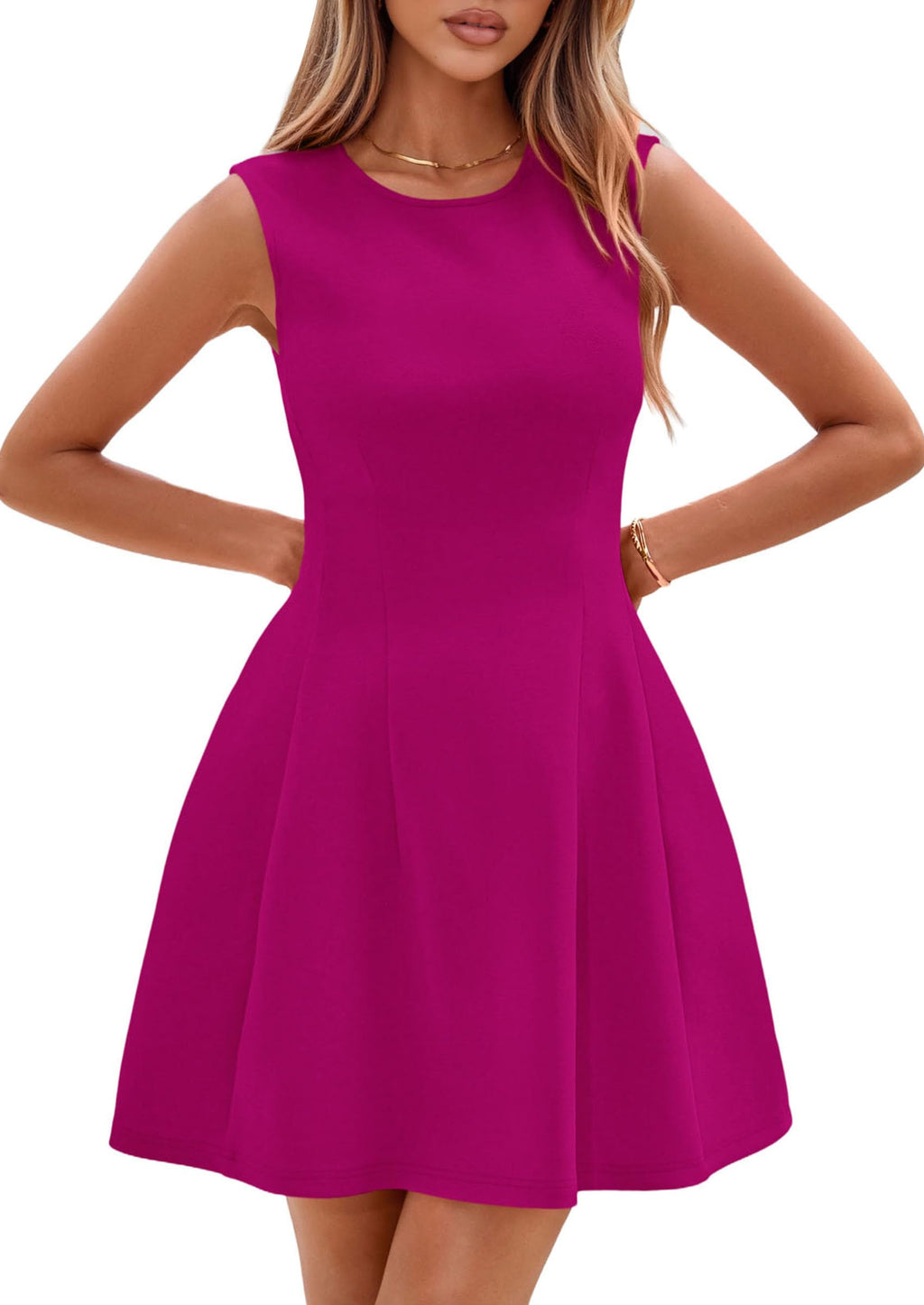 PRETTYGARDEN Summer Dresses for Women 2026 Elegant Classy Spring A Line Business Casual Work Graduation Cocktail Short Dress (Hot Pink,XX-Large)