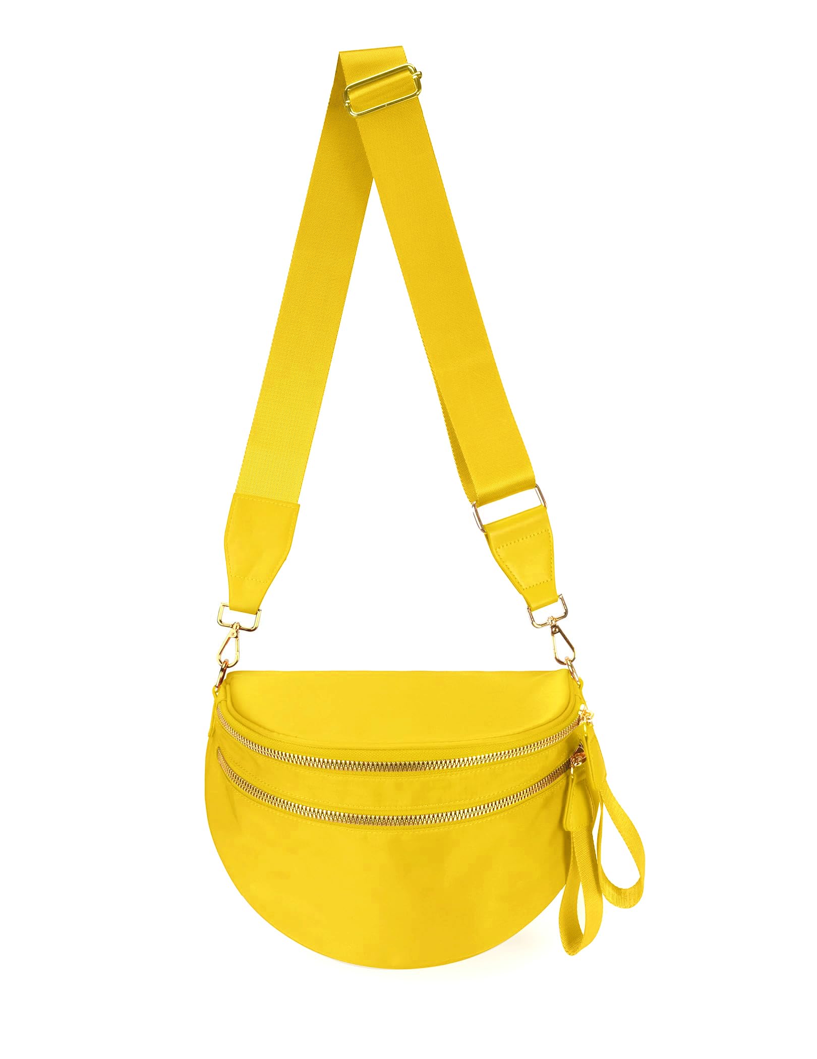 Spacious Nylon Crossbody Bag Bum Bag Handbags Wallets Purses Trendy Shoulder Bag for Women (yellow)