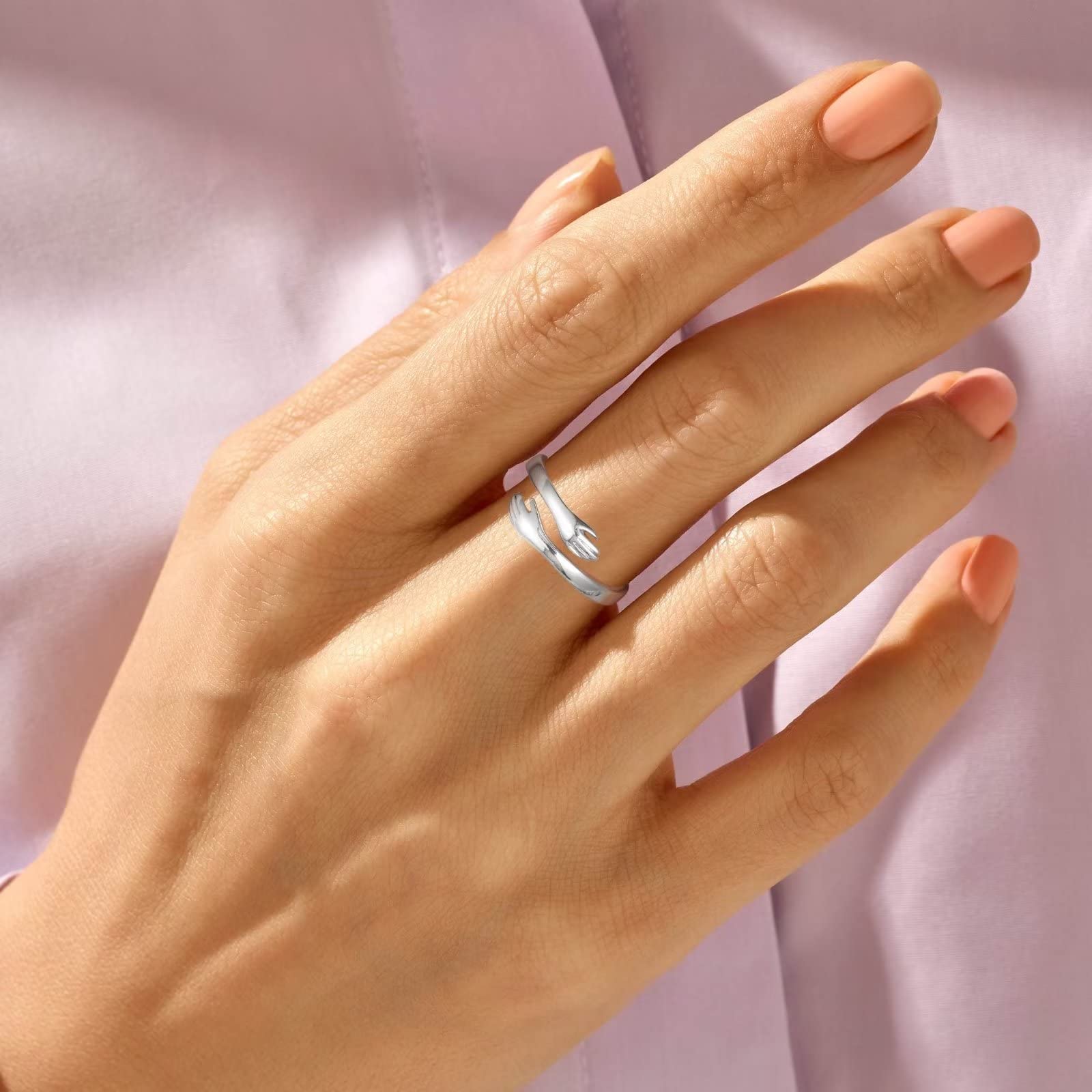 Yesteel Valentines Day Gifts for Kids Teen Girls - Sterling Silver Hug Rings Jewelry for Teen Girls Kids, Inspirational Gift for Teen Girl Kid Gifts for Teenage Girl