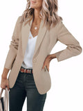 Cicy Bell Womens Casual Blazers Open Front Long Sleeve Work Office Suit Jackets Blazer(Khaki,Medium)