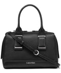 Calvin Klein Jett Top Zip Satchel, Black/Silver, One Size