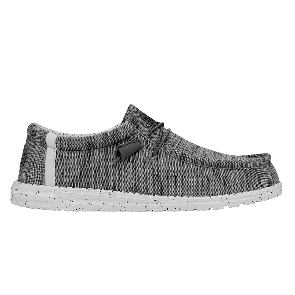 HEYDUDE Men's Wally Stretch Stone White Men's Size 11 | Men's Loafers | Men's Slip On Shoes | Comfortable & Light-Weight